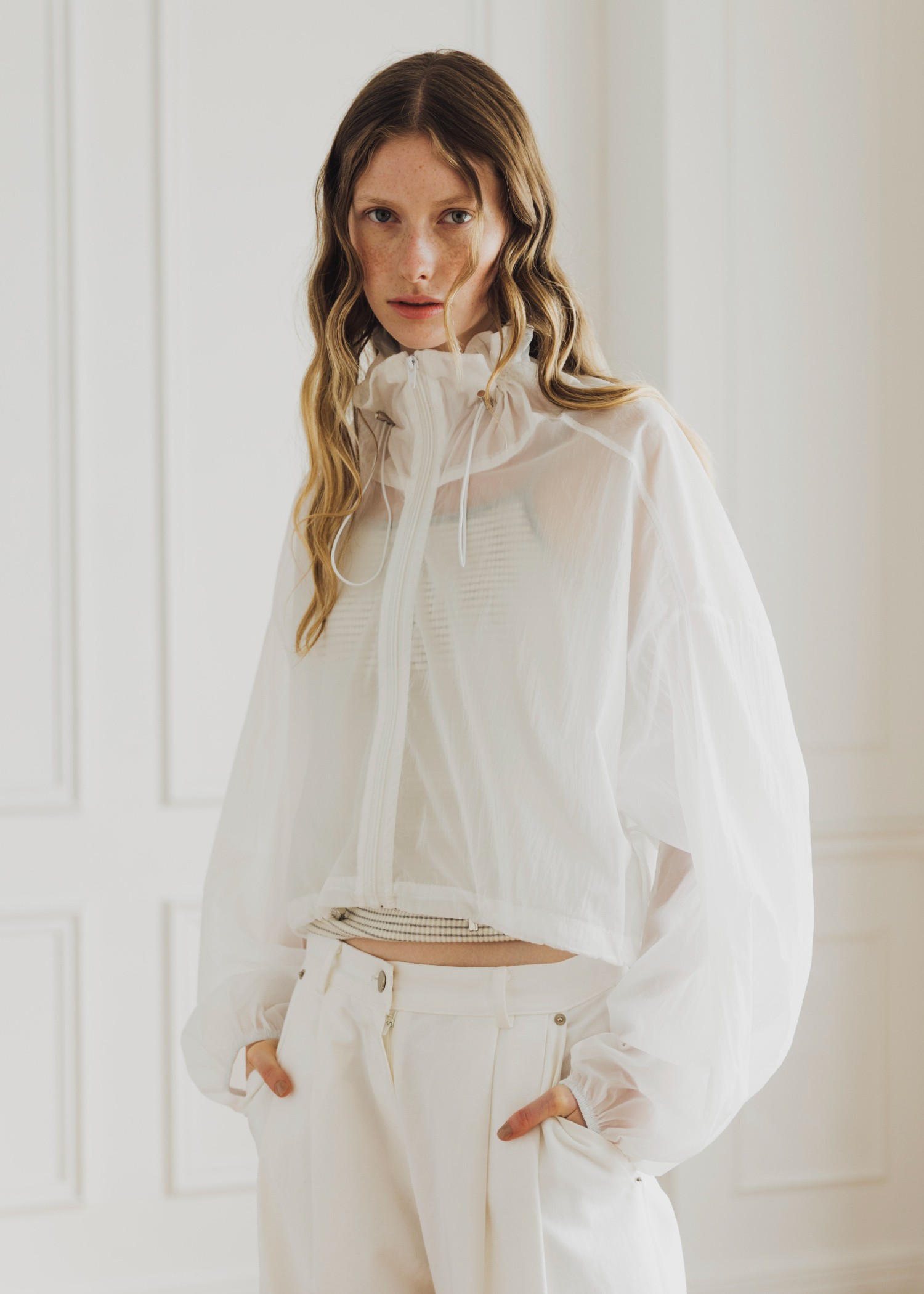 sheer nylon drawstring tops