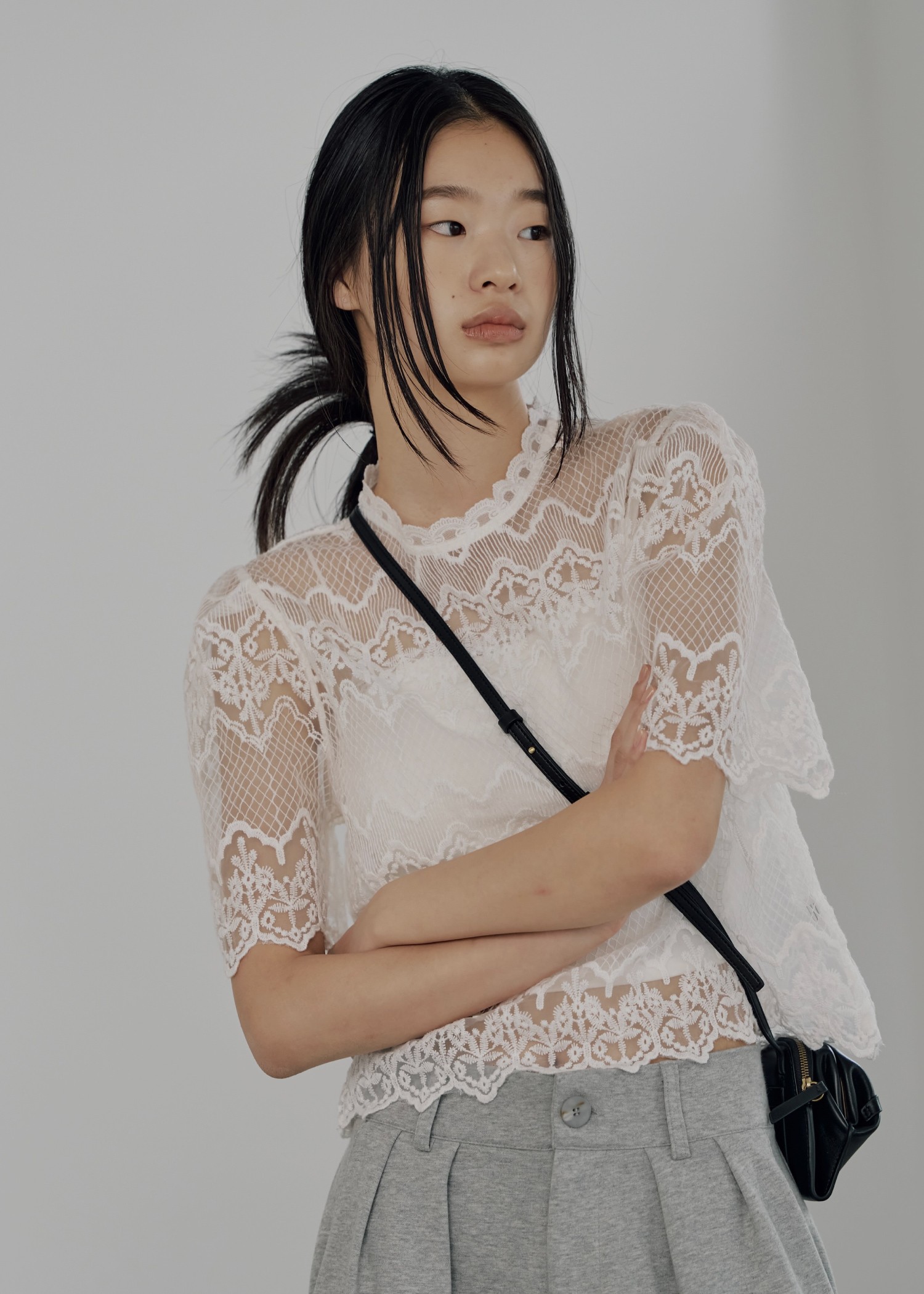 lace sheer half sleeve BL