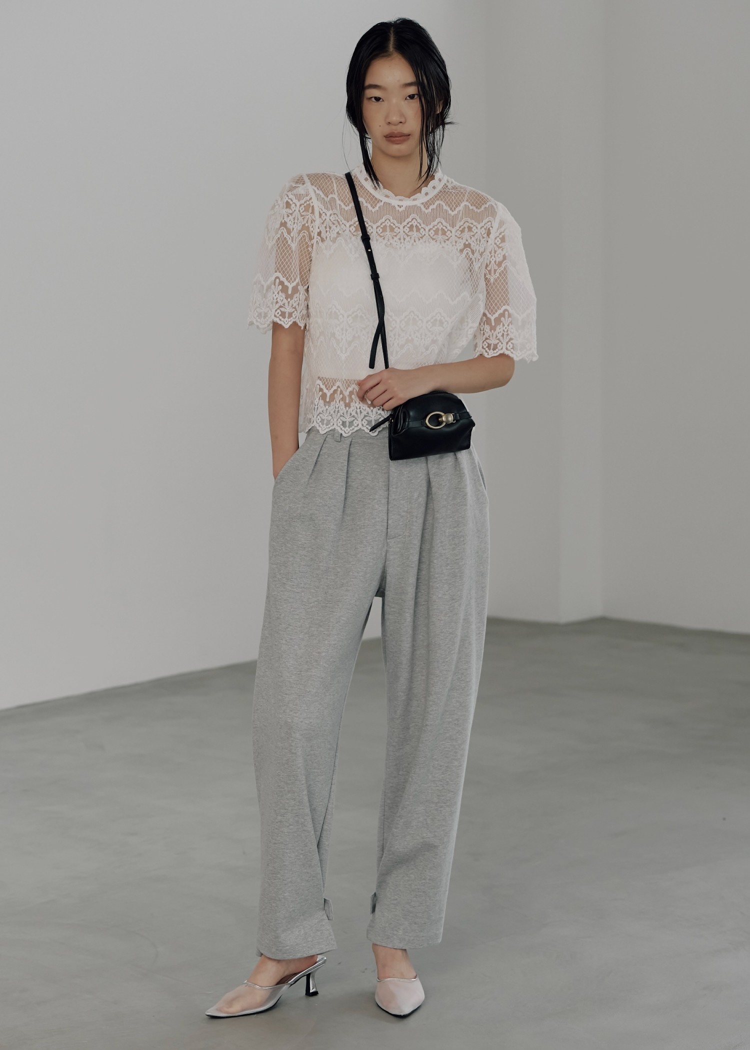 lace sheer half sleeve BL