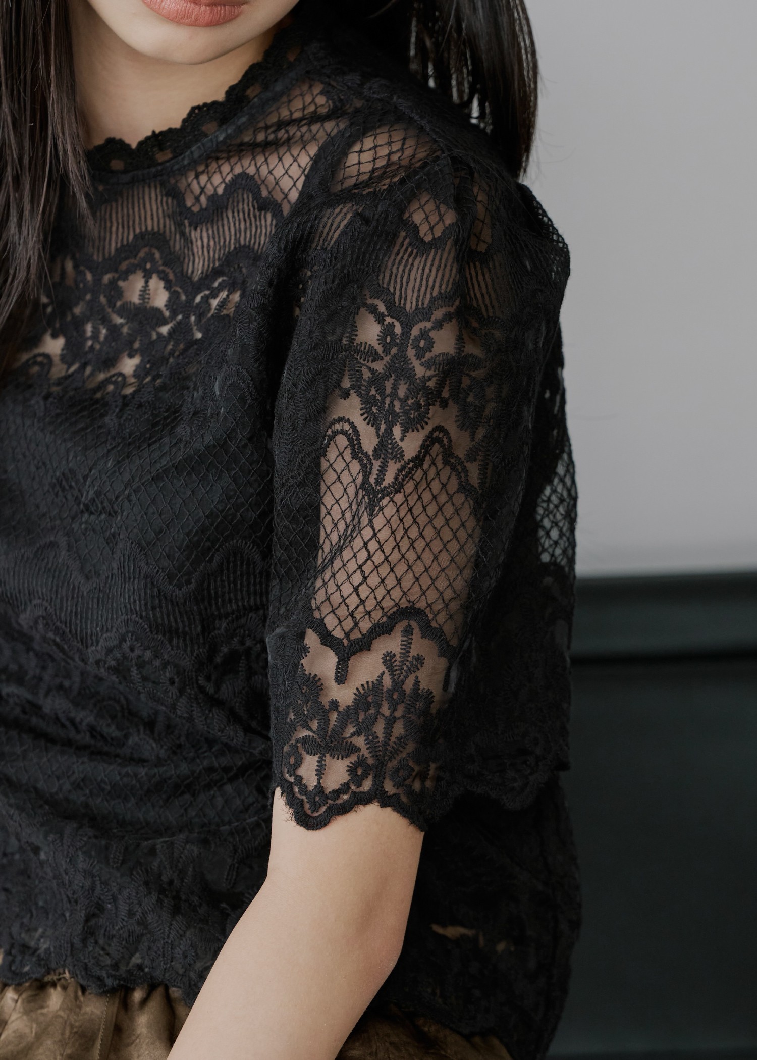 lace sheer half sleeve BL