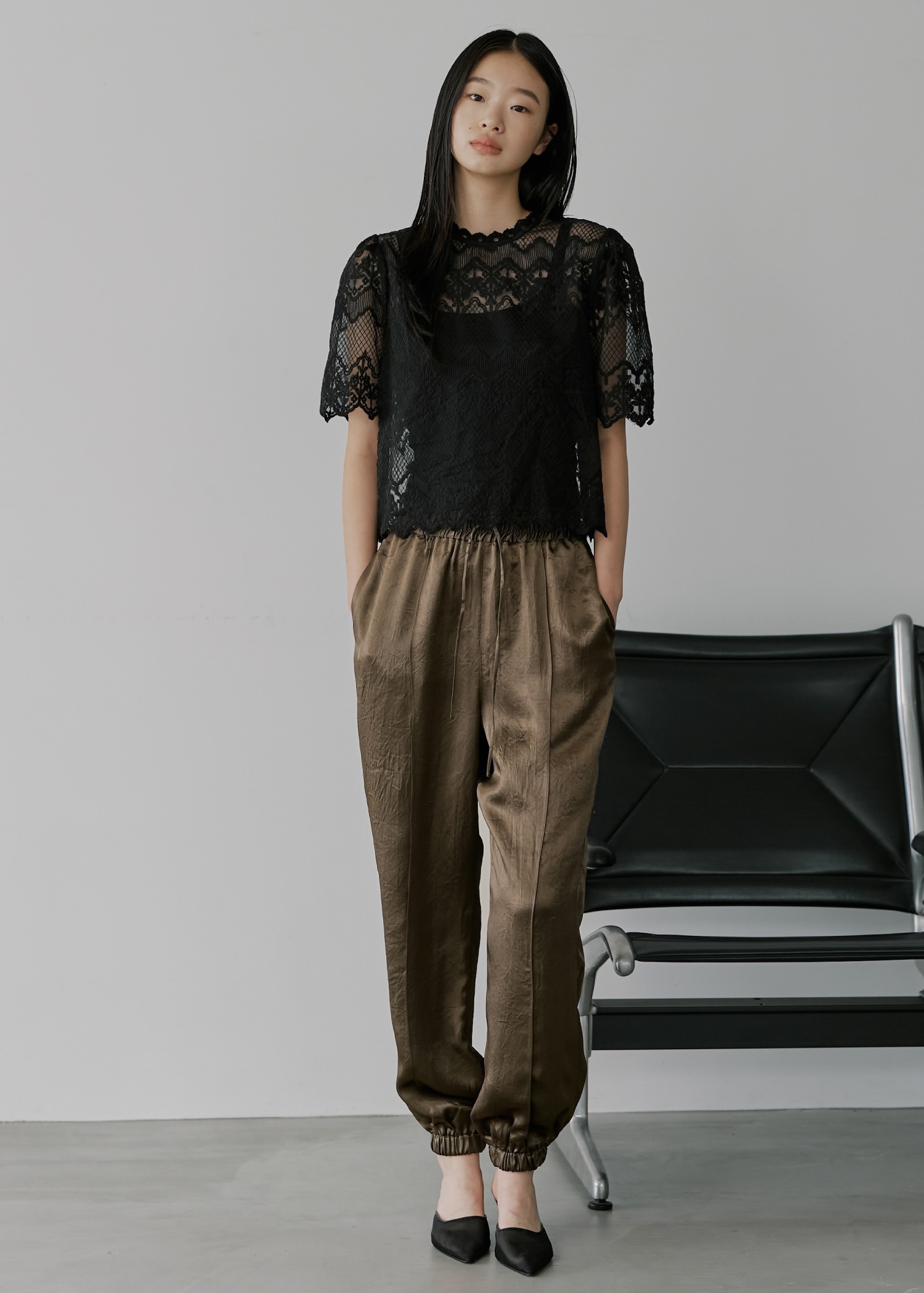 lace sheer half sleeve BL