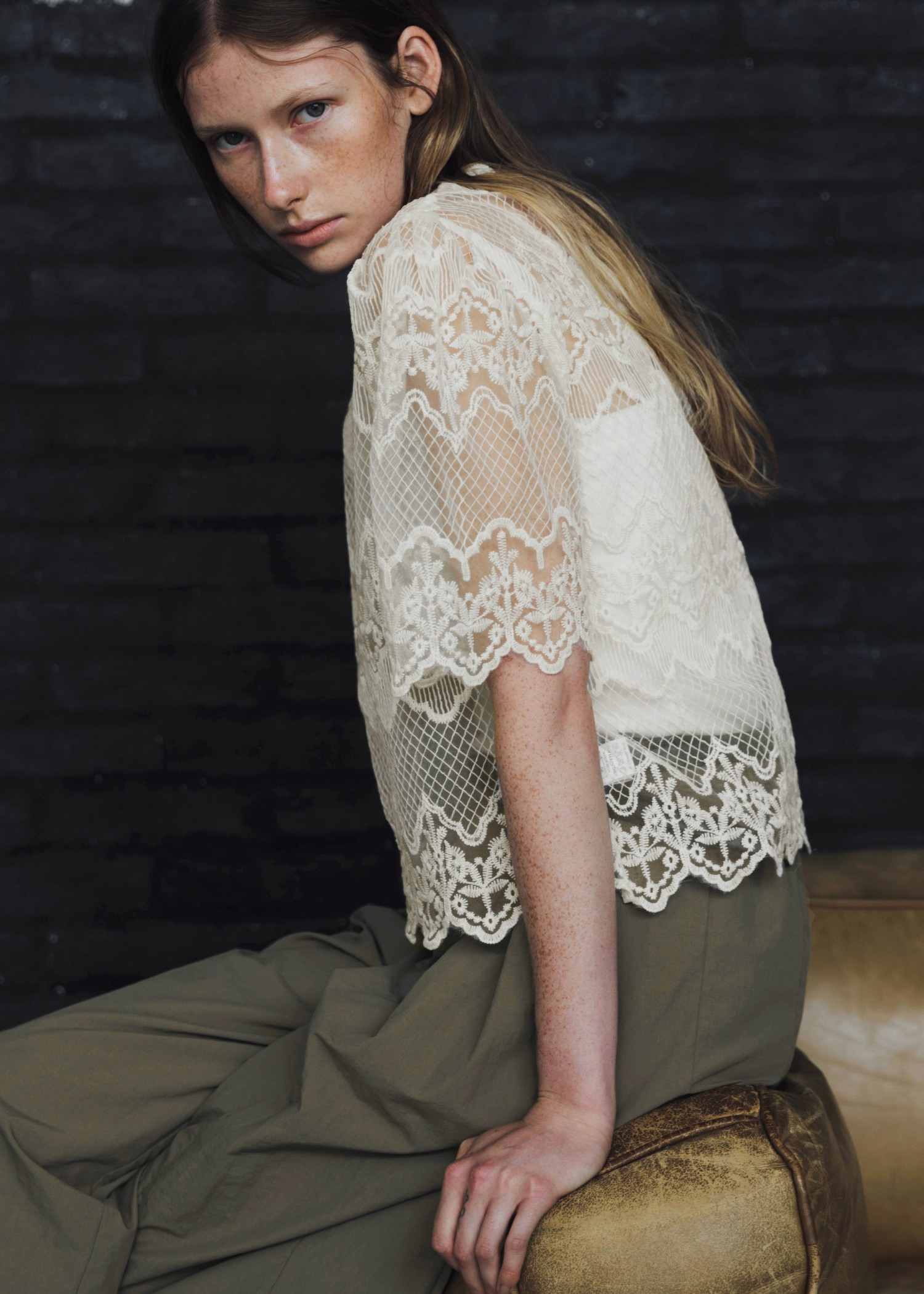 【SALE】【未使用】FRILL SLEEVE SHEER SHIRT シルバー SLY | HALF ZIP LOGO OVER トップス (Tシャツ・カットソー(長袖