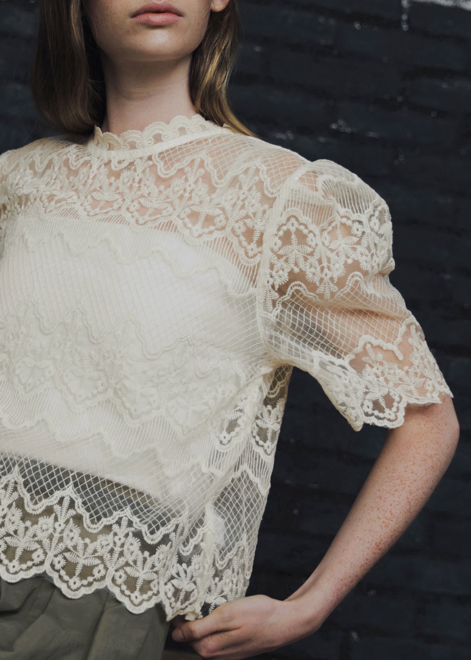 lace sheer half sleeve BL