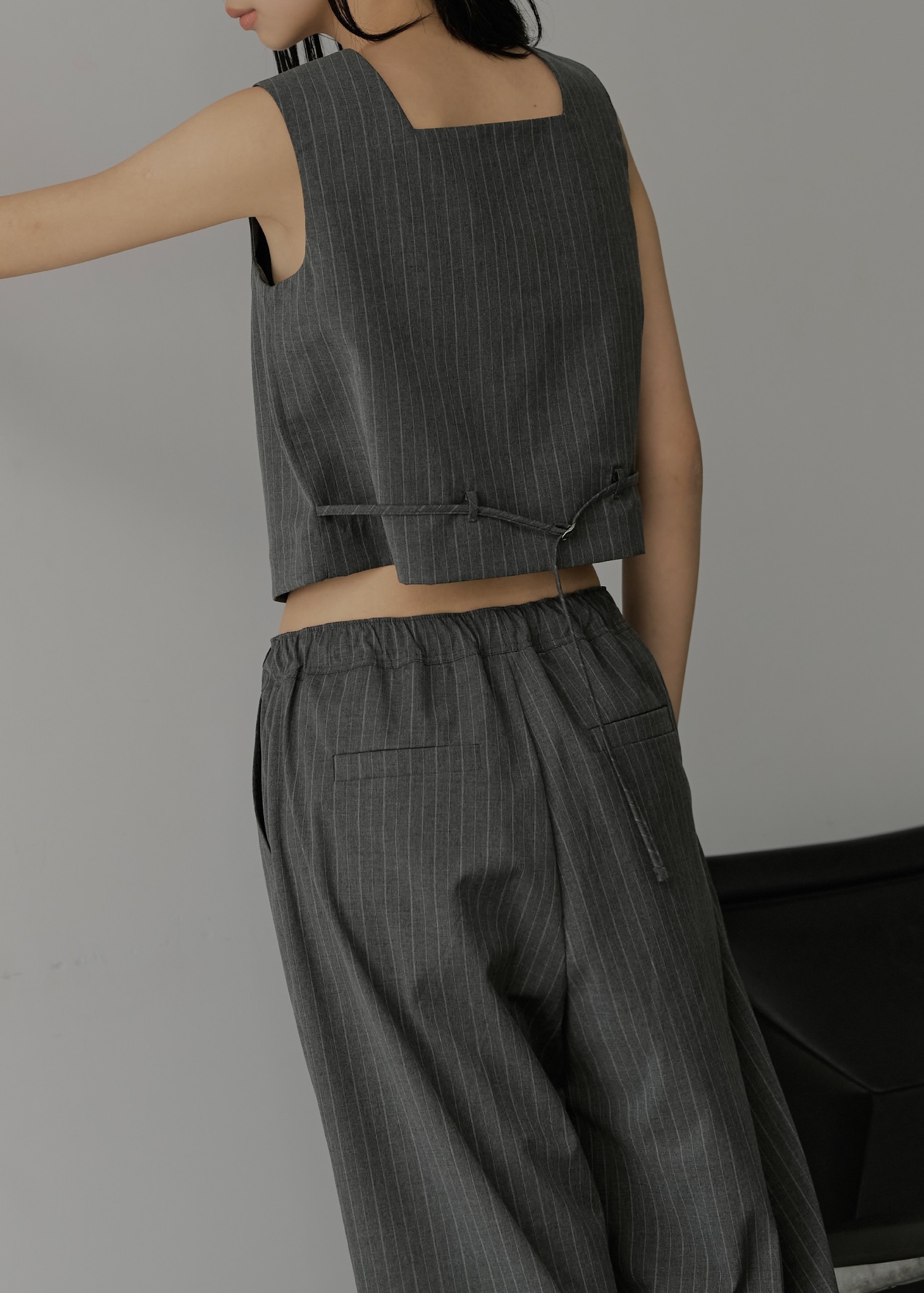 stripe angular design vest