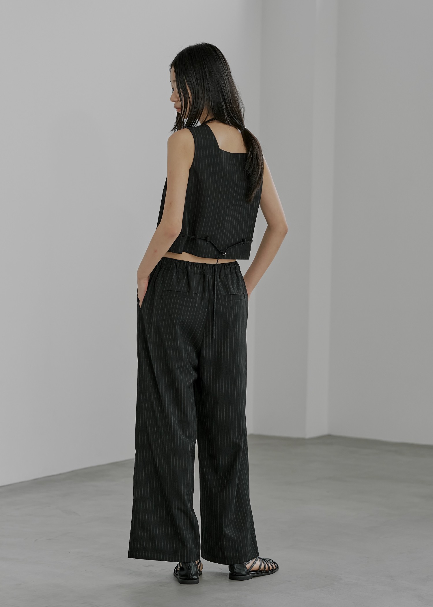 stripe angular design vest