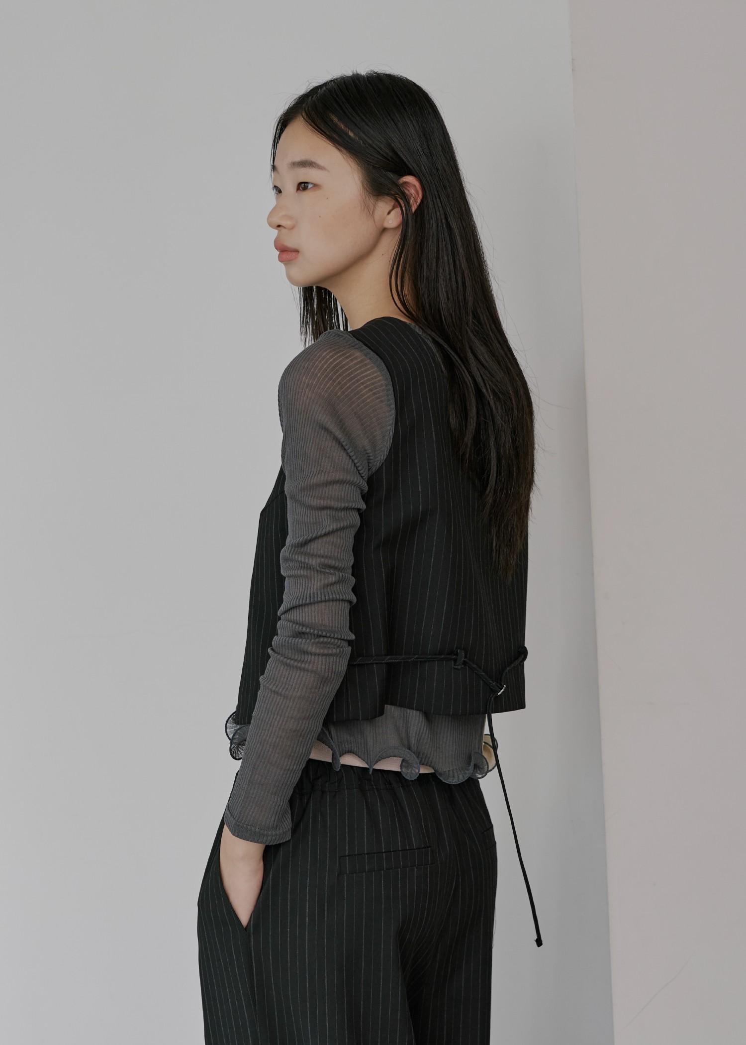 stripe angular design vest