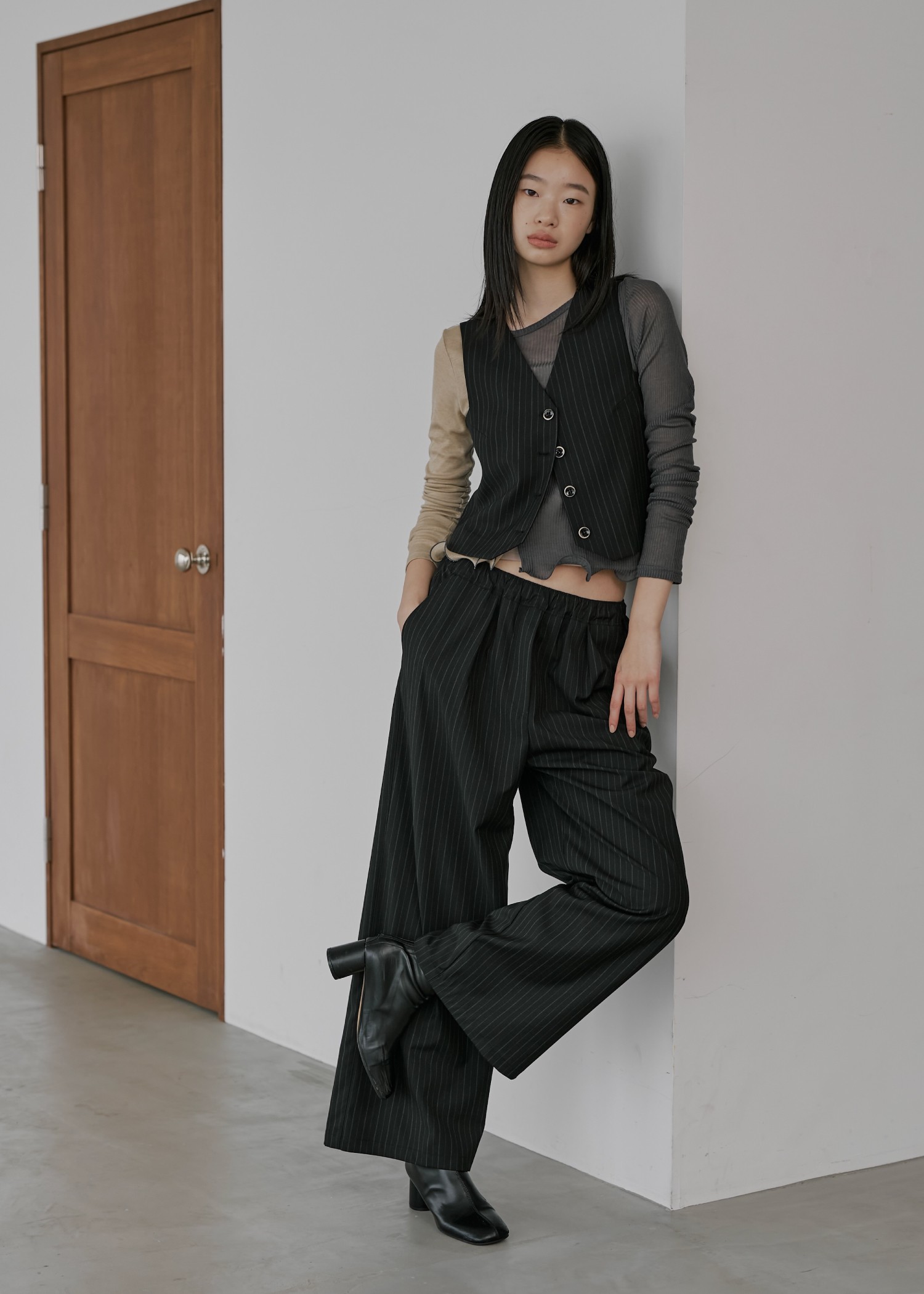 stripe angular design vest