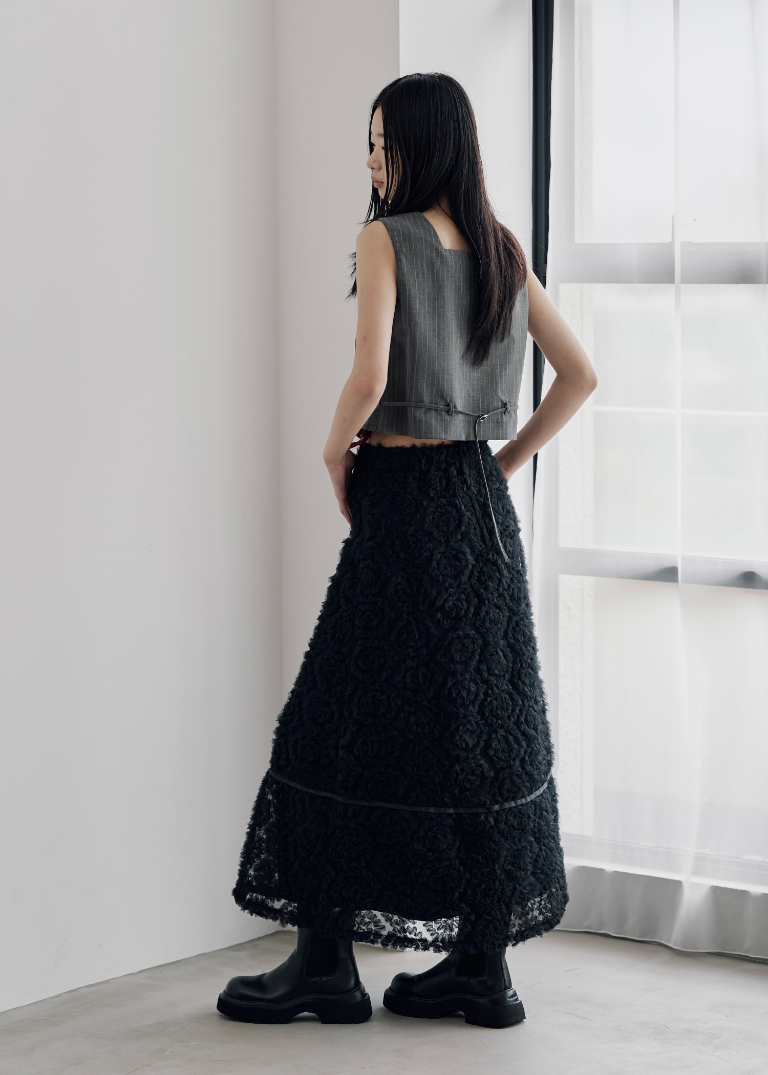 stripe angular design vest