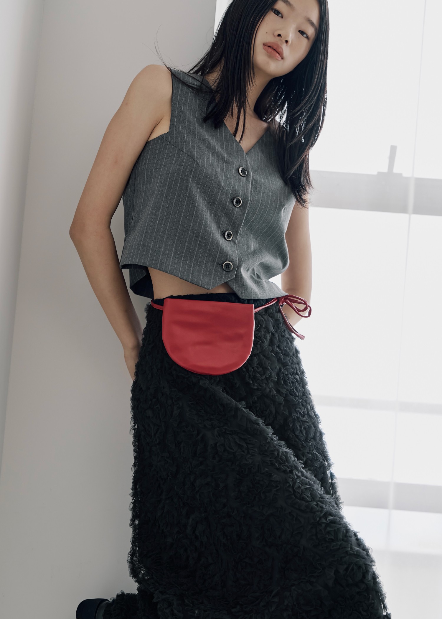 stripe angular design vest