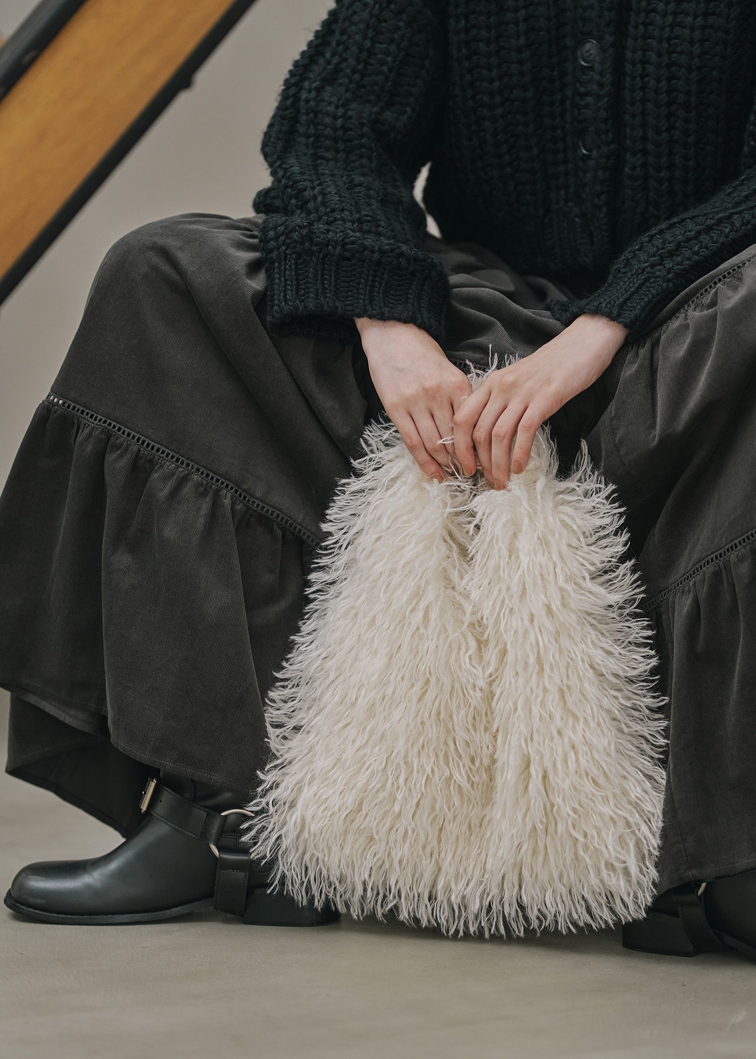 frizzy fur yeti bag