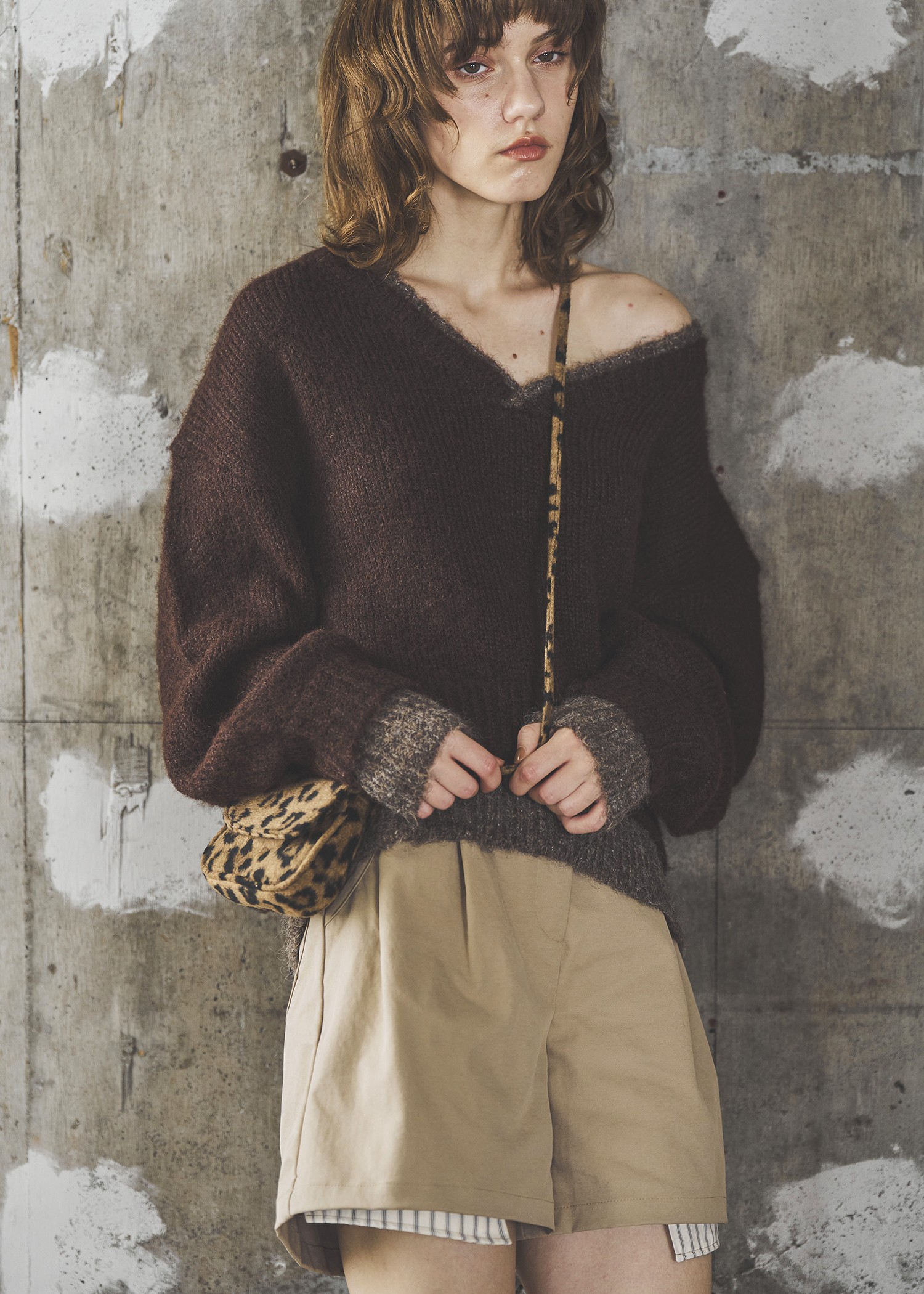 leopard minimal shoulder bag