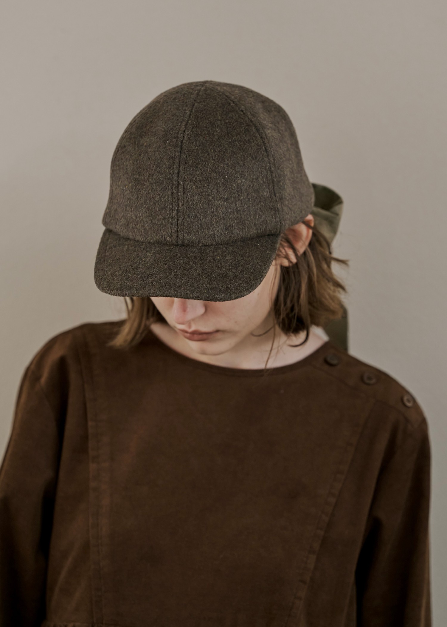 wool touch back ribbon casquette cap