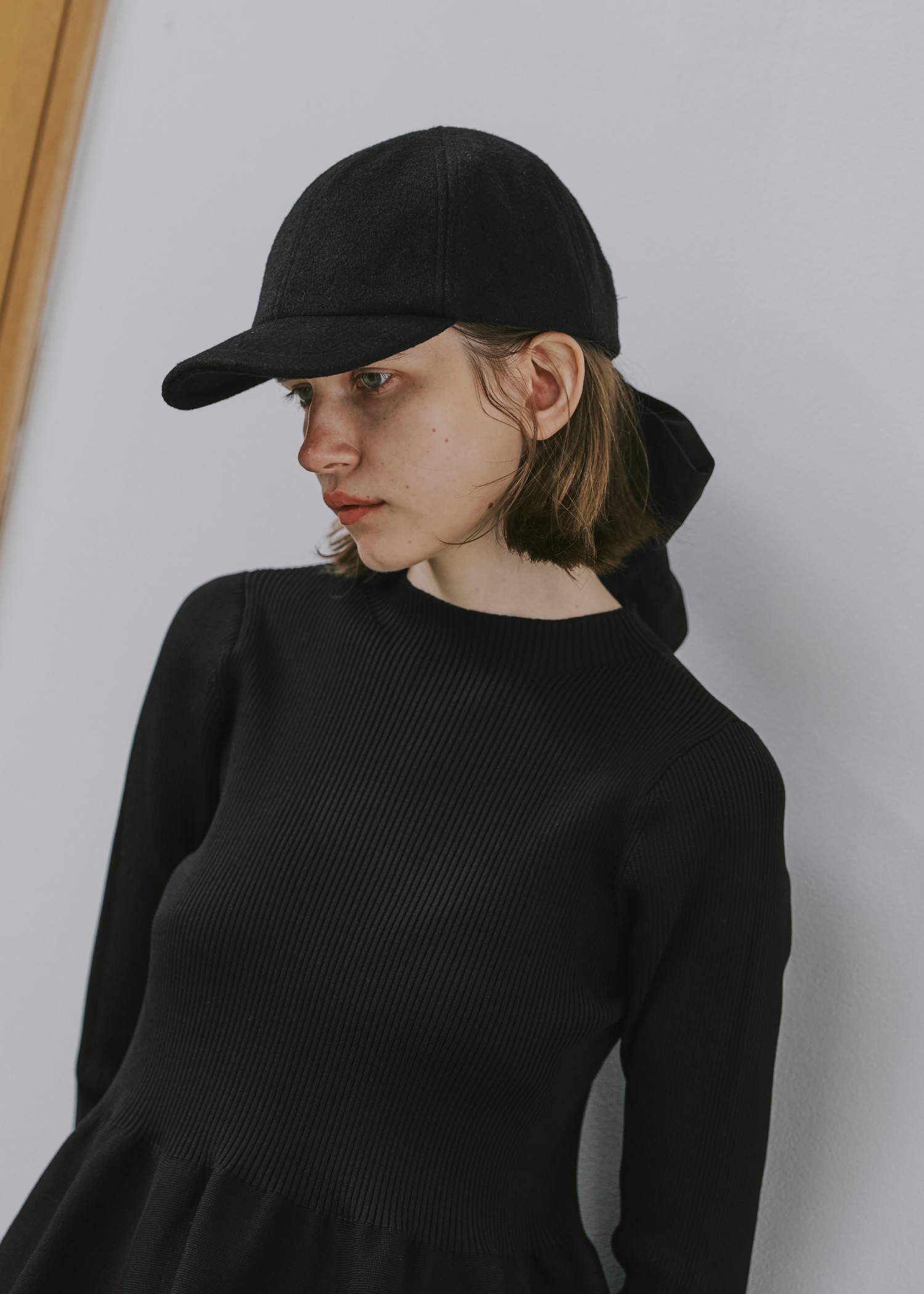 wool touch back ribbon casquette cap