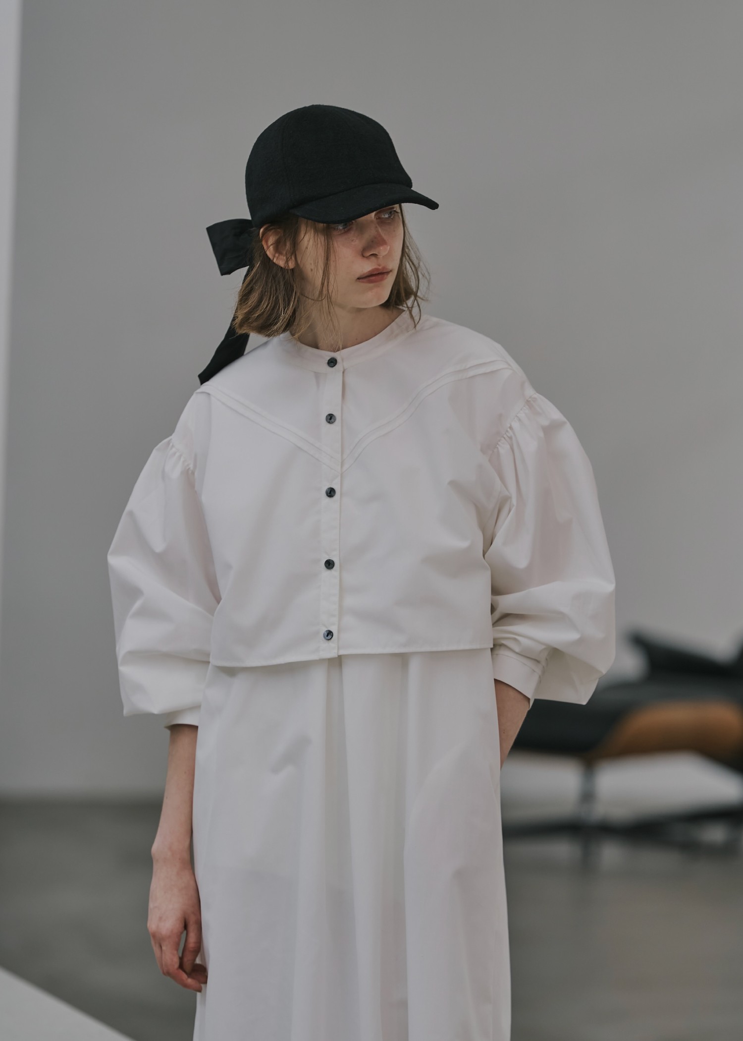 wool touch back ribbon casquette cap