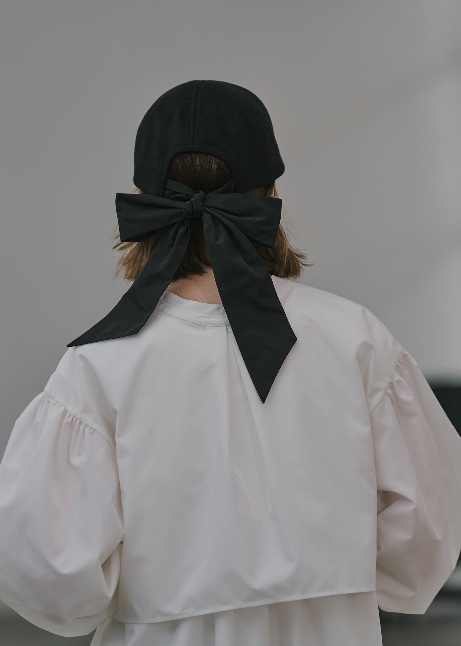 wool touch back ribbon casquette cap