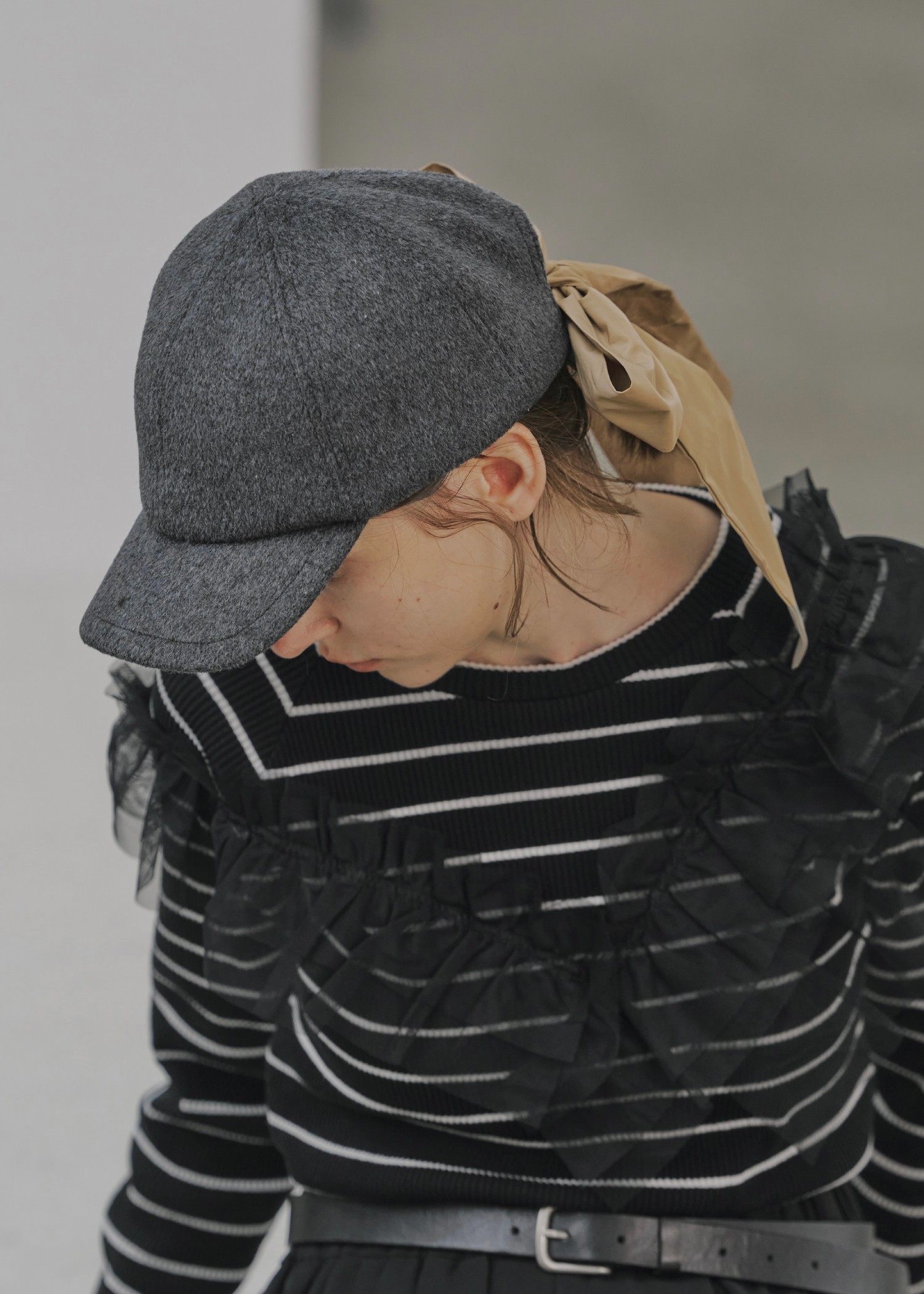 wool touch back ribbon casquette cap