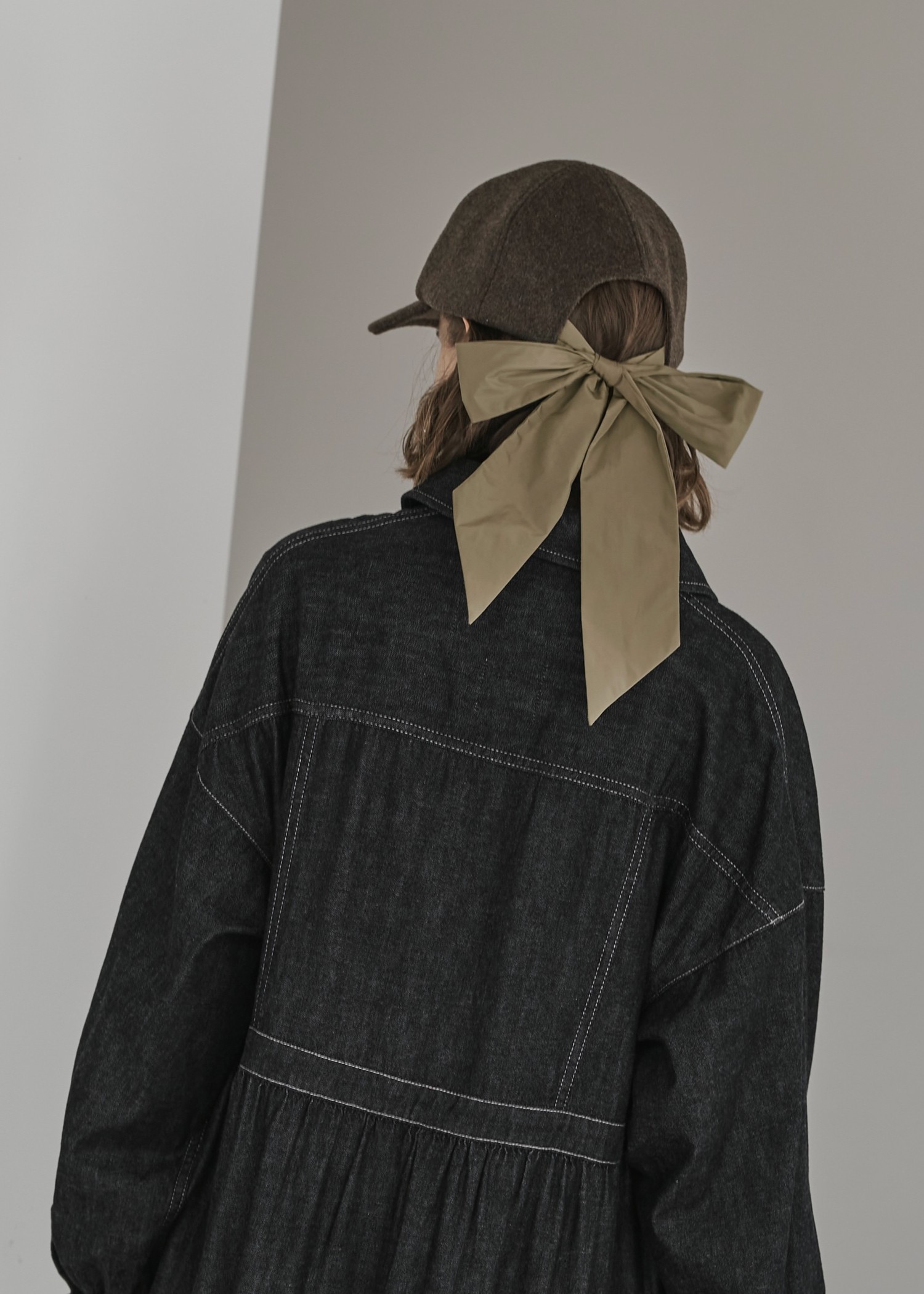 wool touch back ribbon casquette cap