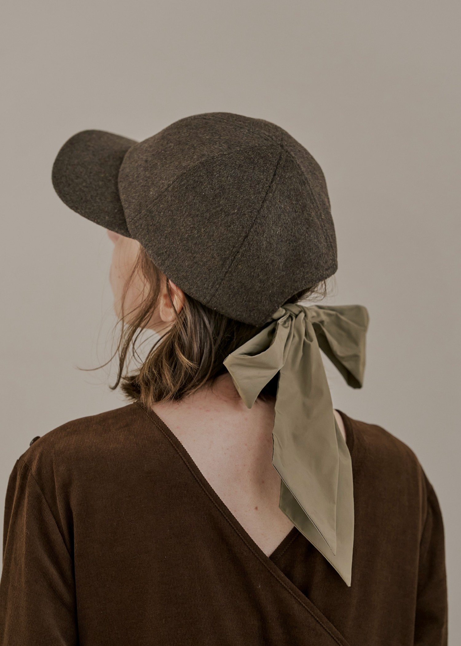 wool touch back ribbon casquette cap