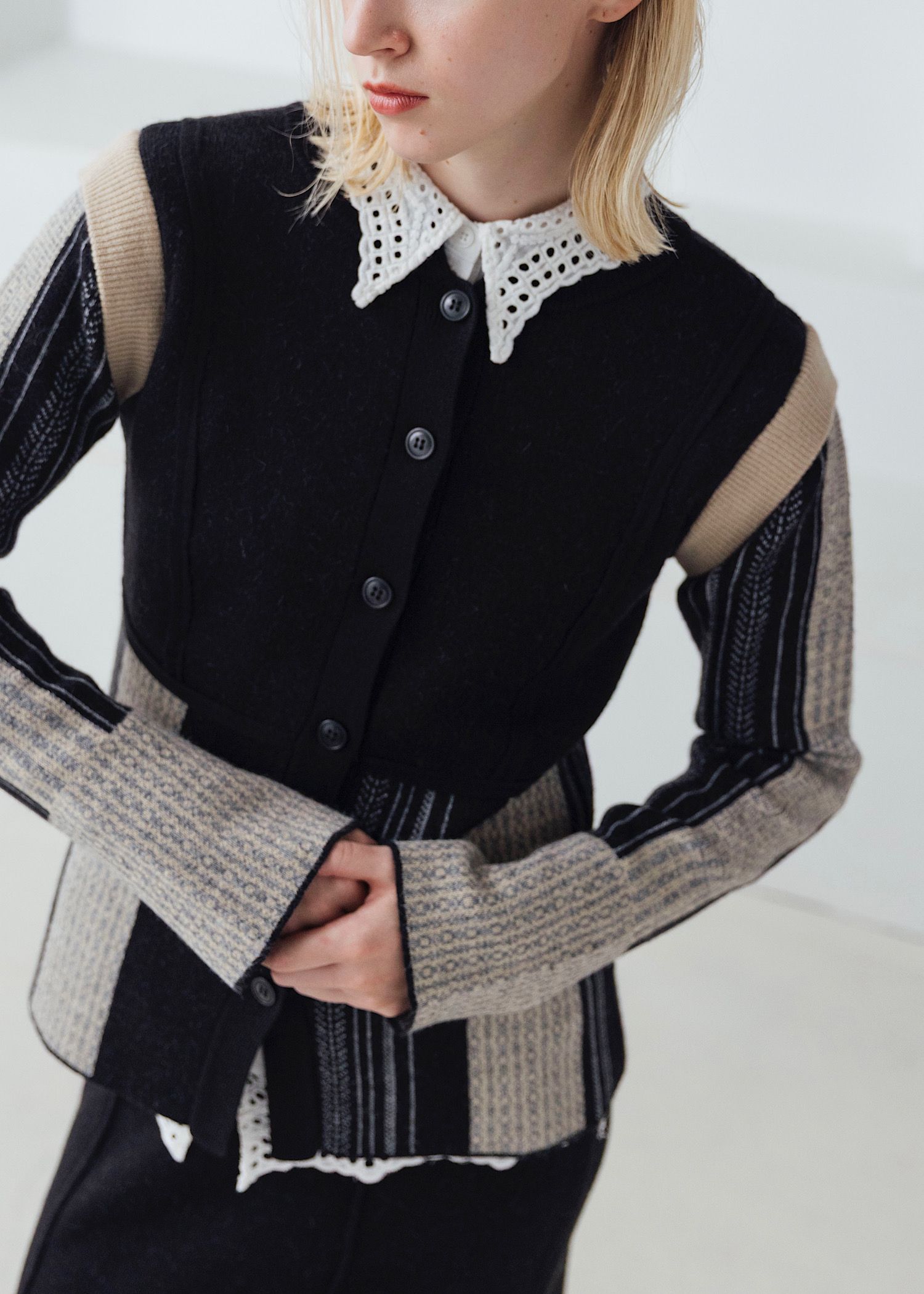 jacquard weave placement peplum knit