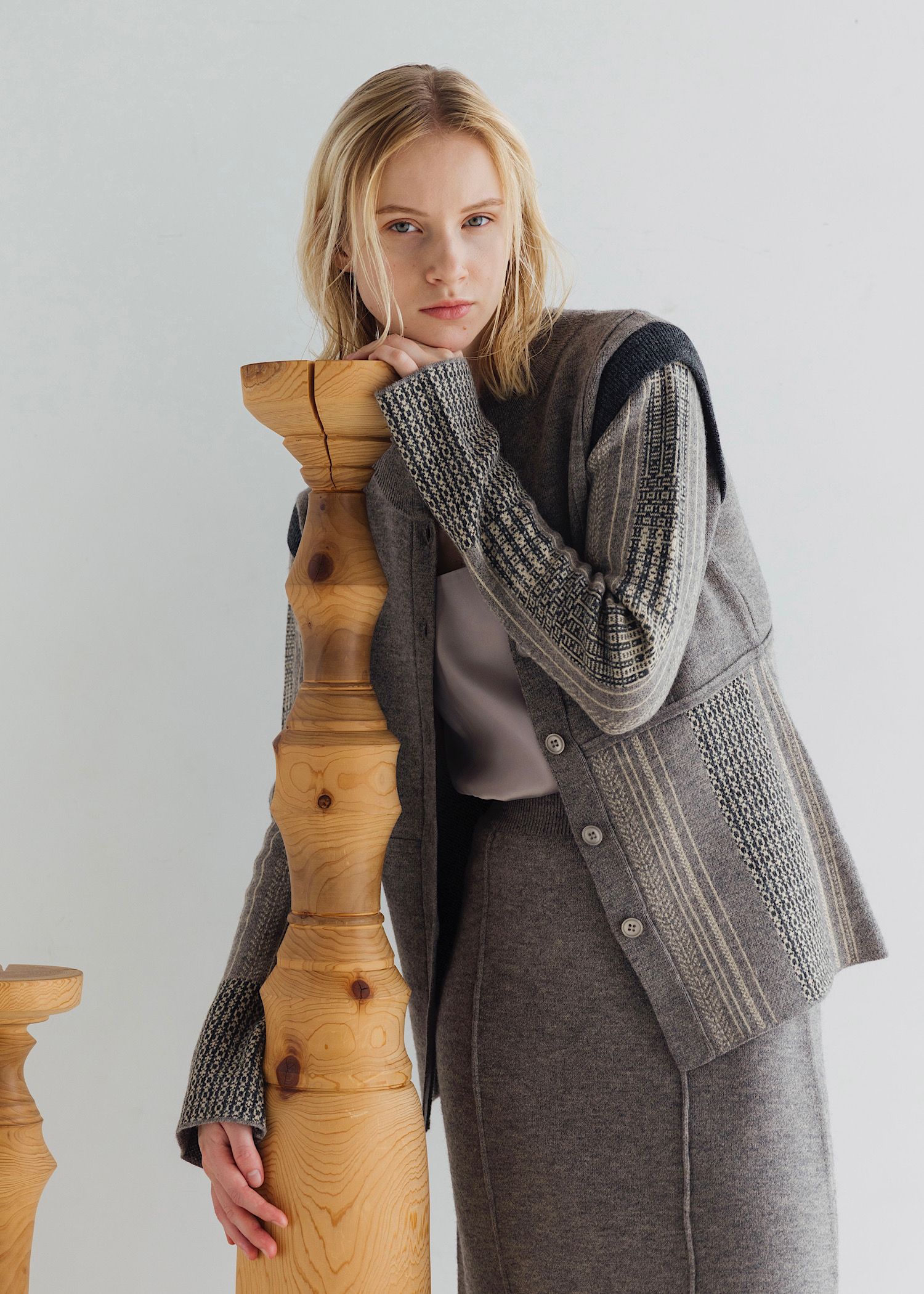 jacquard weave placement peplum knit