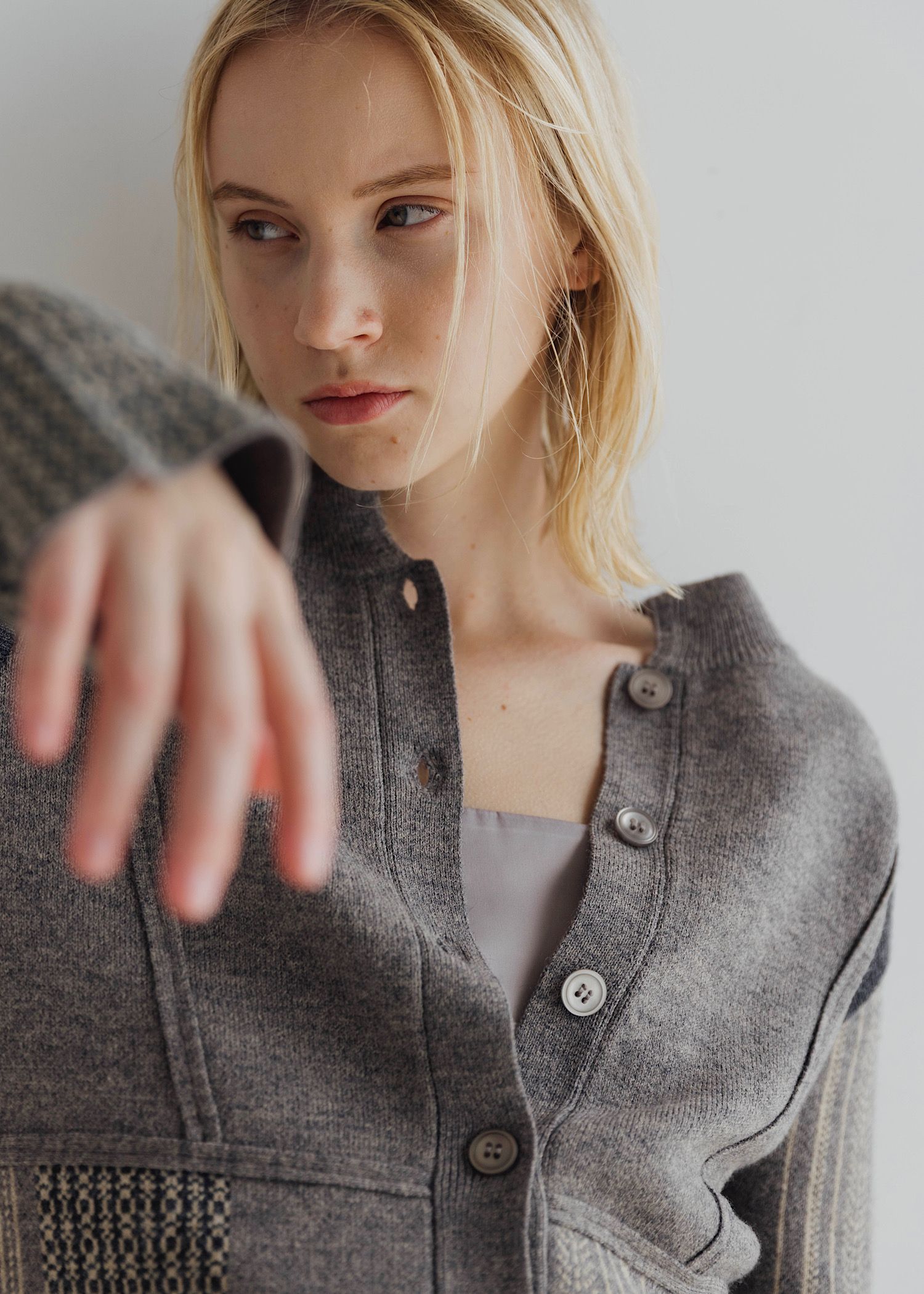 jacquard weave placement peplum knit