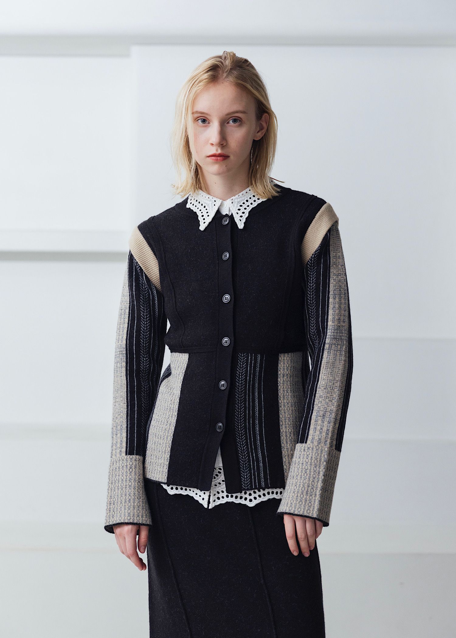 jacquard weave placement peplum knit