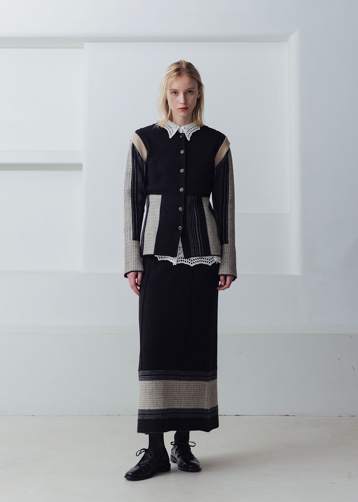 jacquard weave placement peplum knit