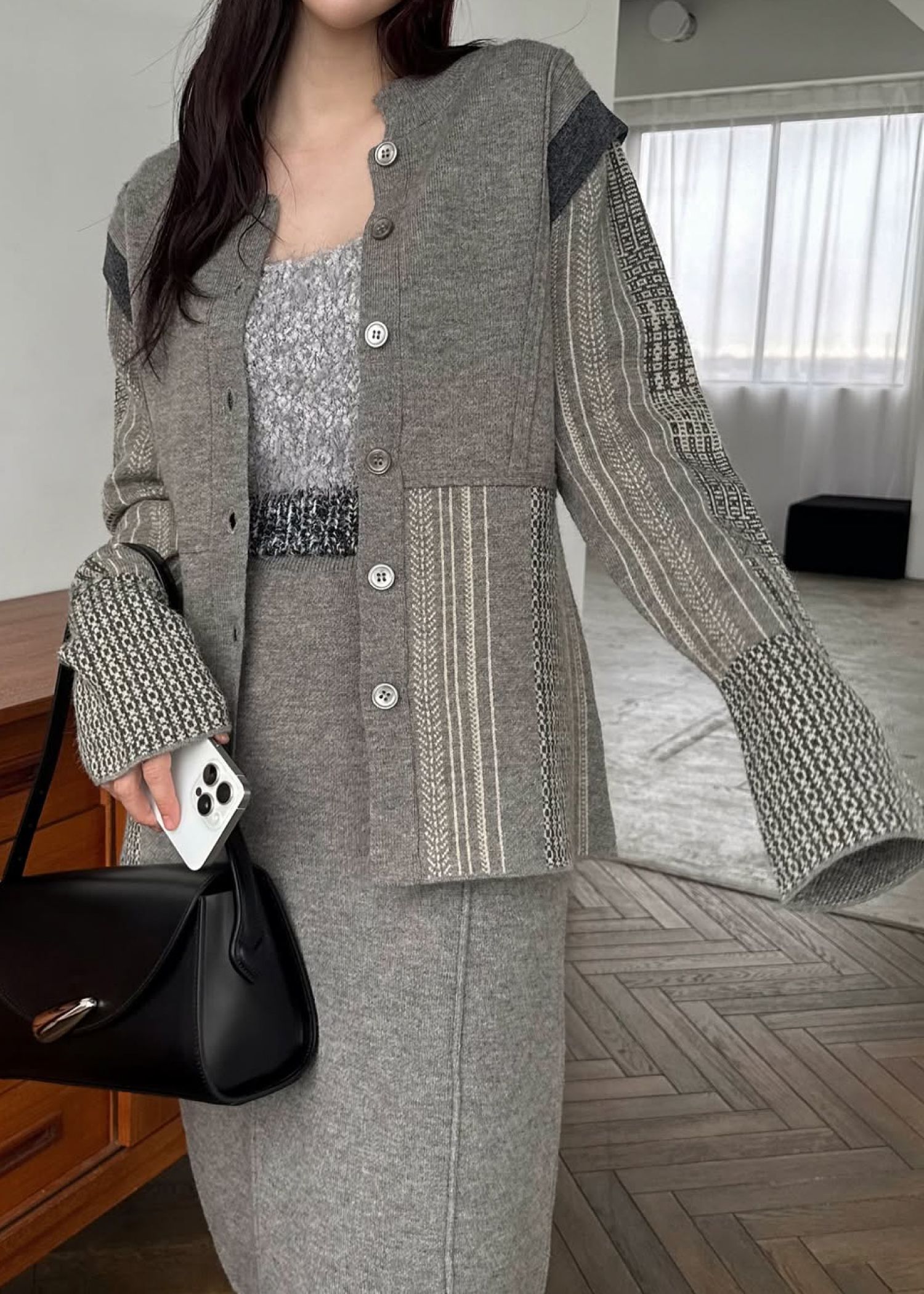 jacquard weave placement peplum knit