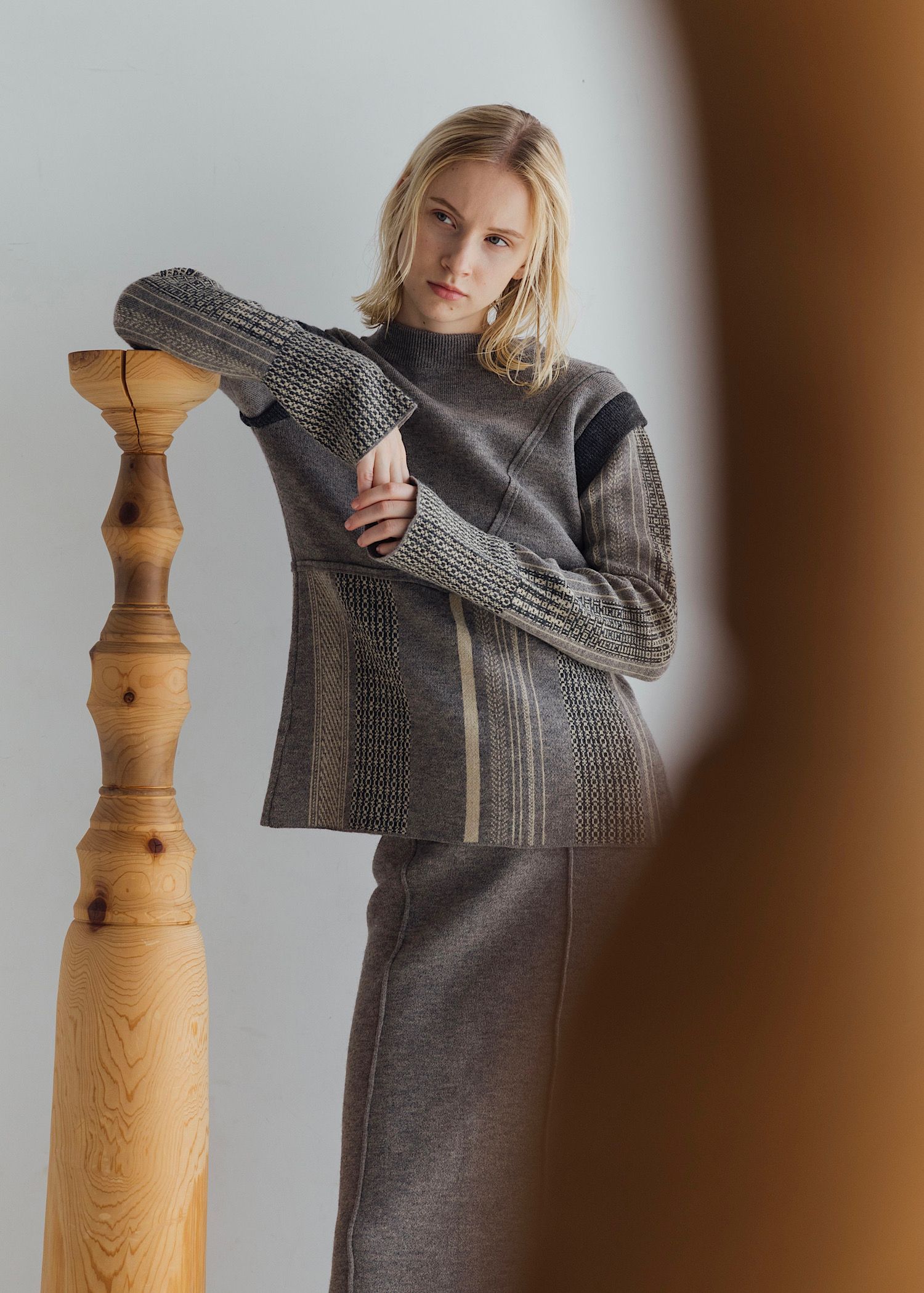 jacquard weave placement peplum knit