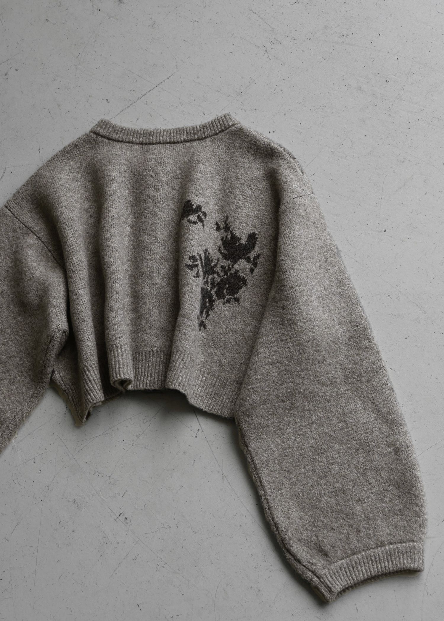 cropped flower jacquard knit cardigan