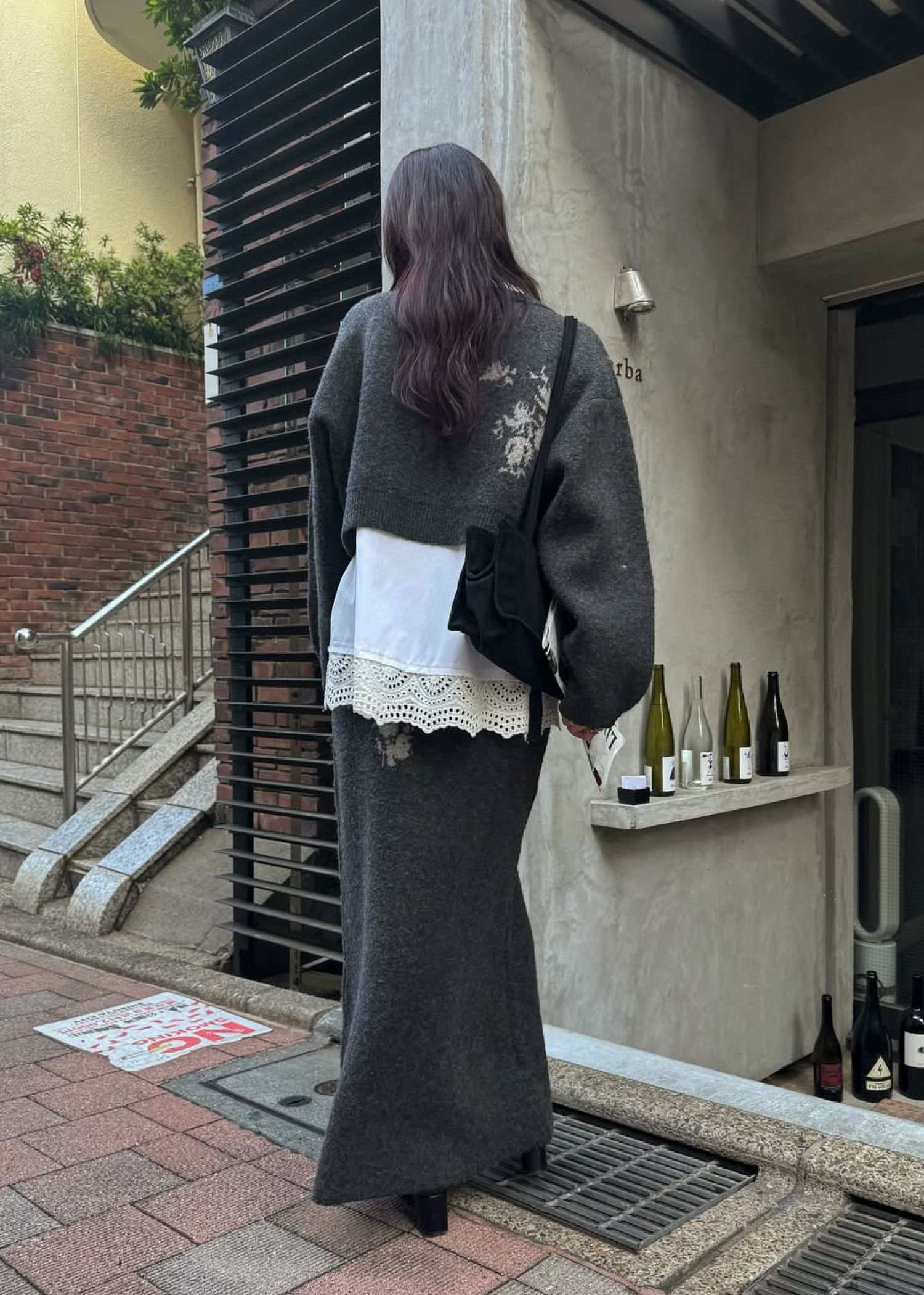 cropped flower jacquard knit cardigan