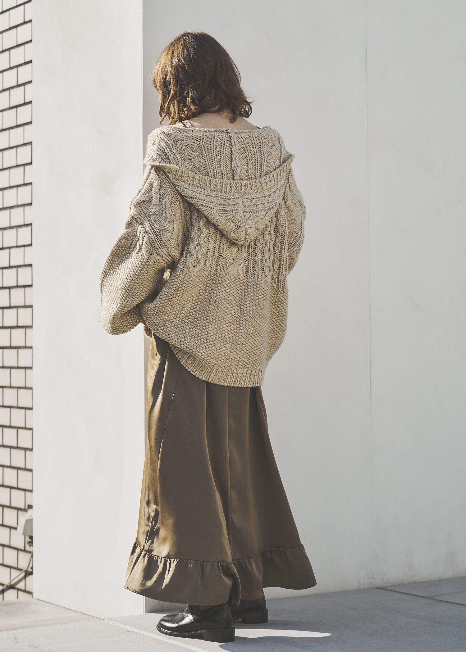 skipper hoodie cable muff pocket knit