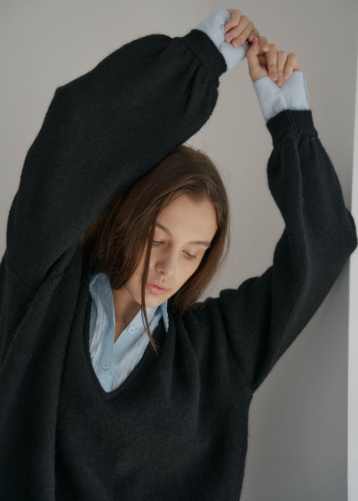 pin tuck shirt docking knit