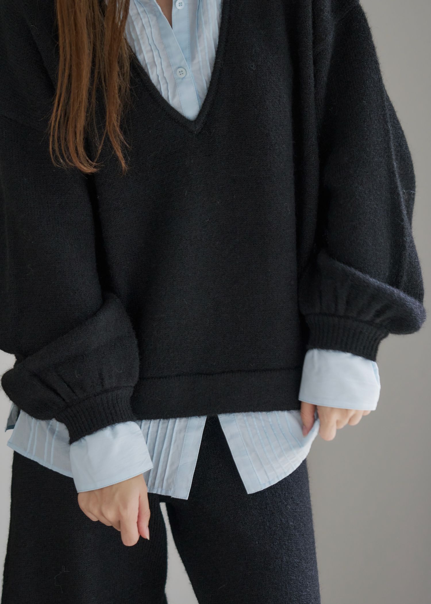 pin tuck shirt docking knit