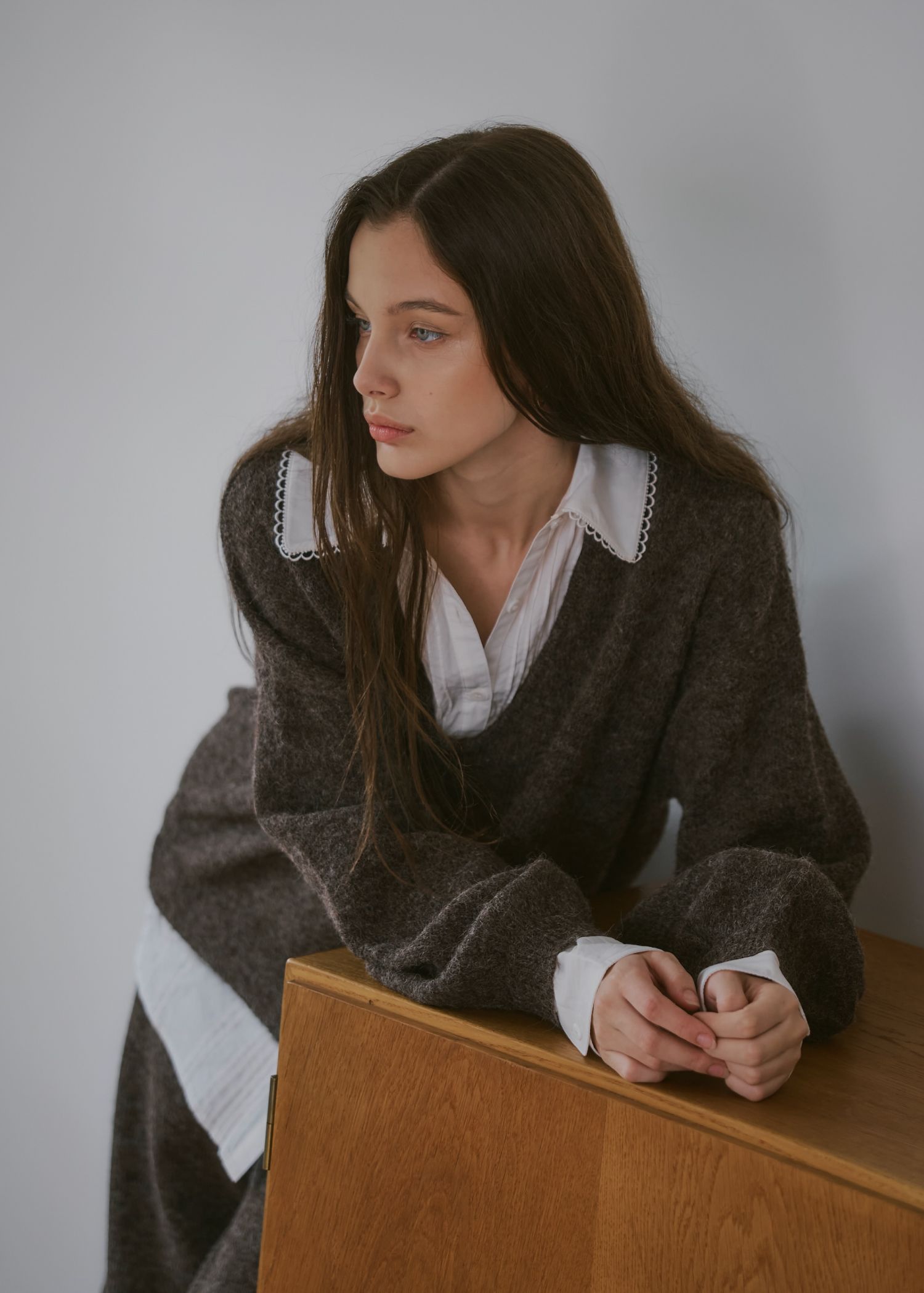 pin tuck shirt docking knit