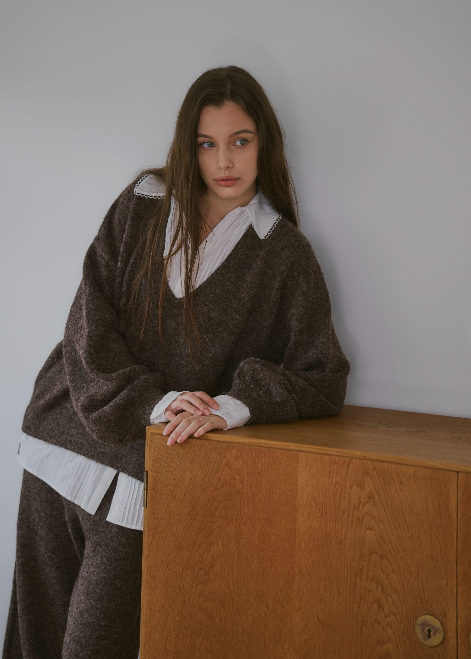 pin tuck shirt docking knit