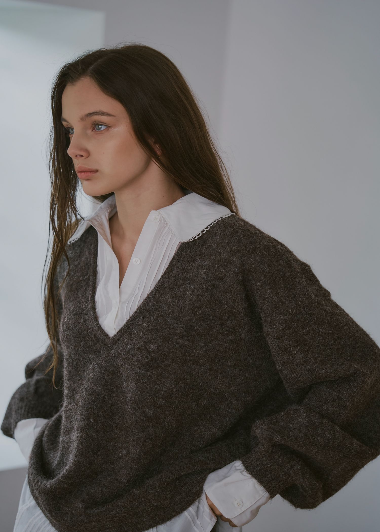 pin tuck shirt docking knit