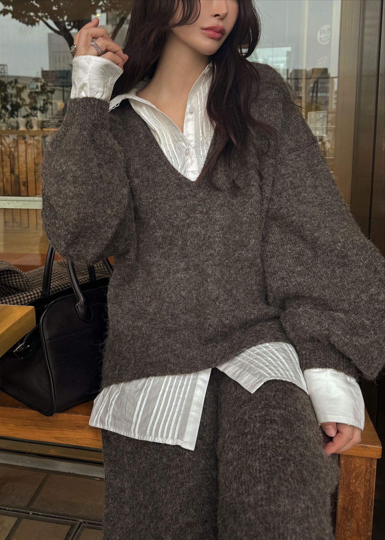 pin tuck shirt docking knit