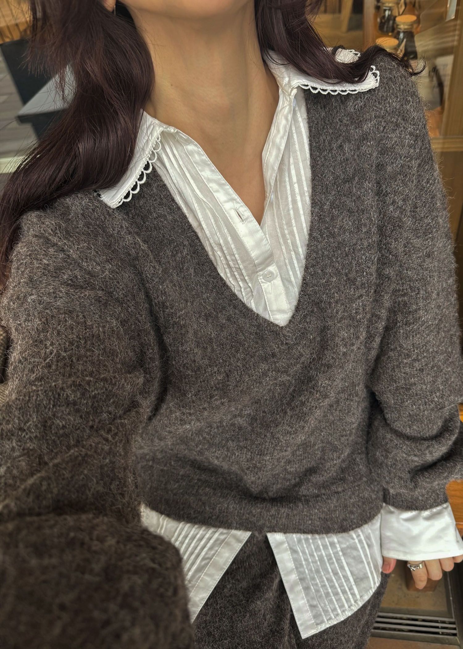 pin tuck shirt docking knit