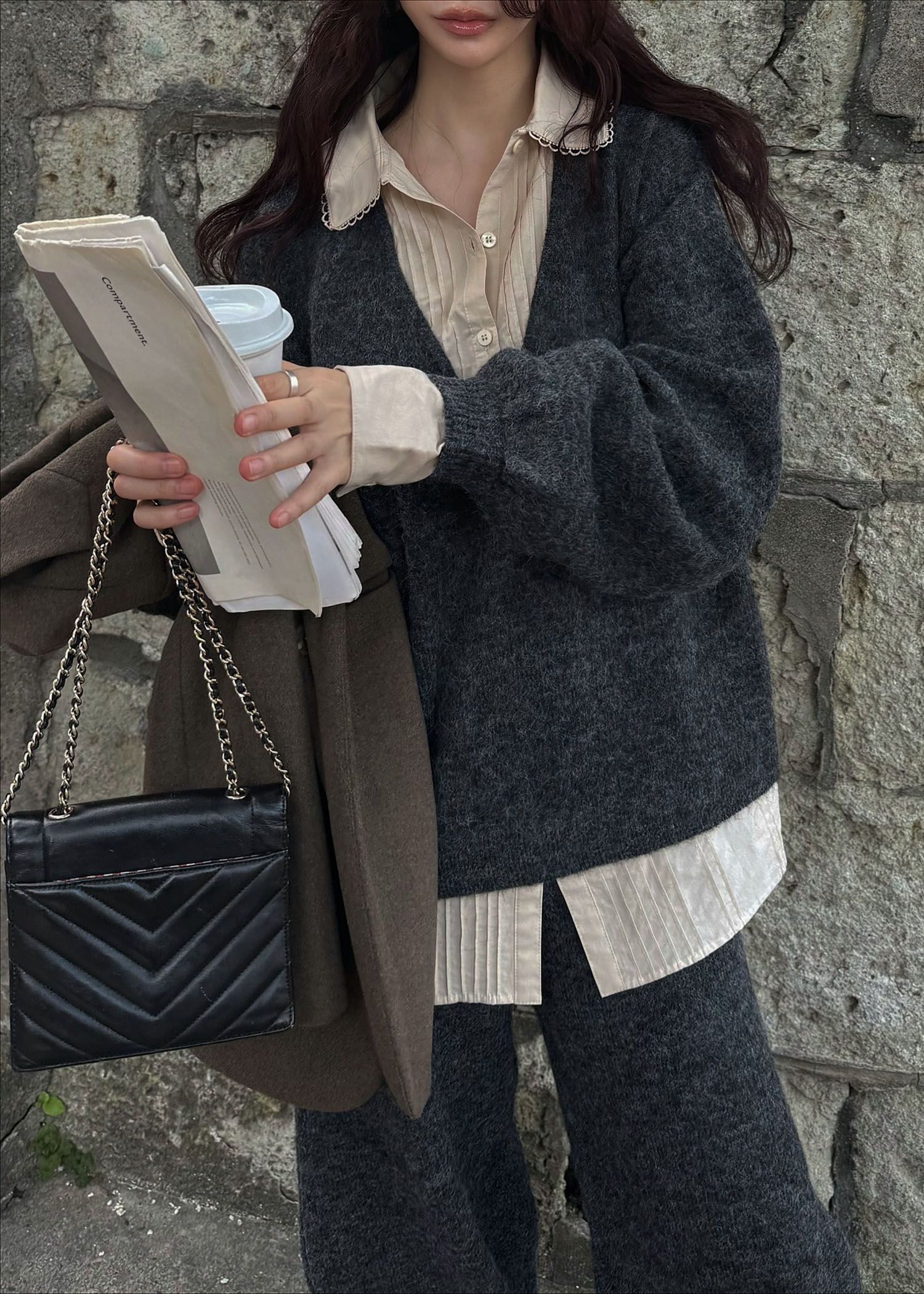 pin tuck shirt docking knit