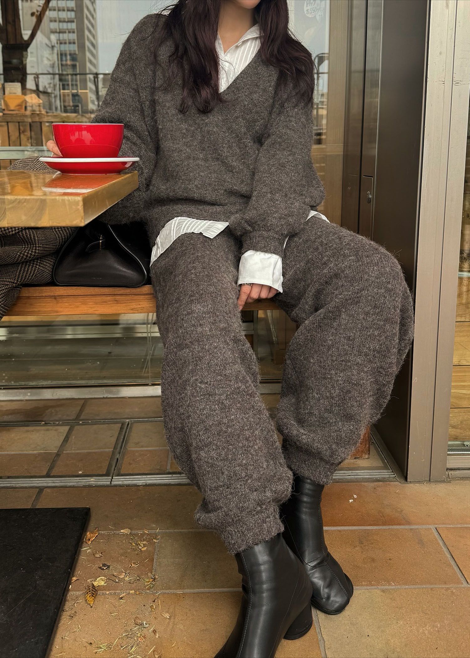 pin tuck shirt docking knit