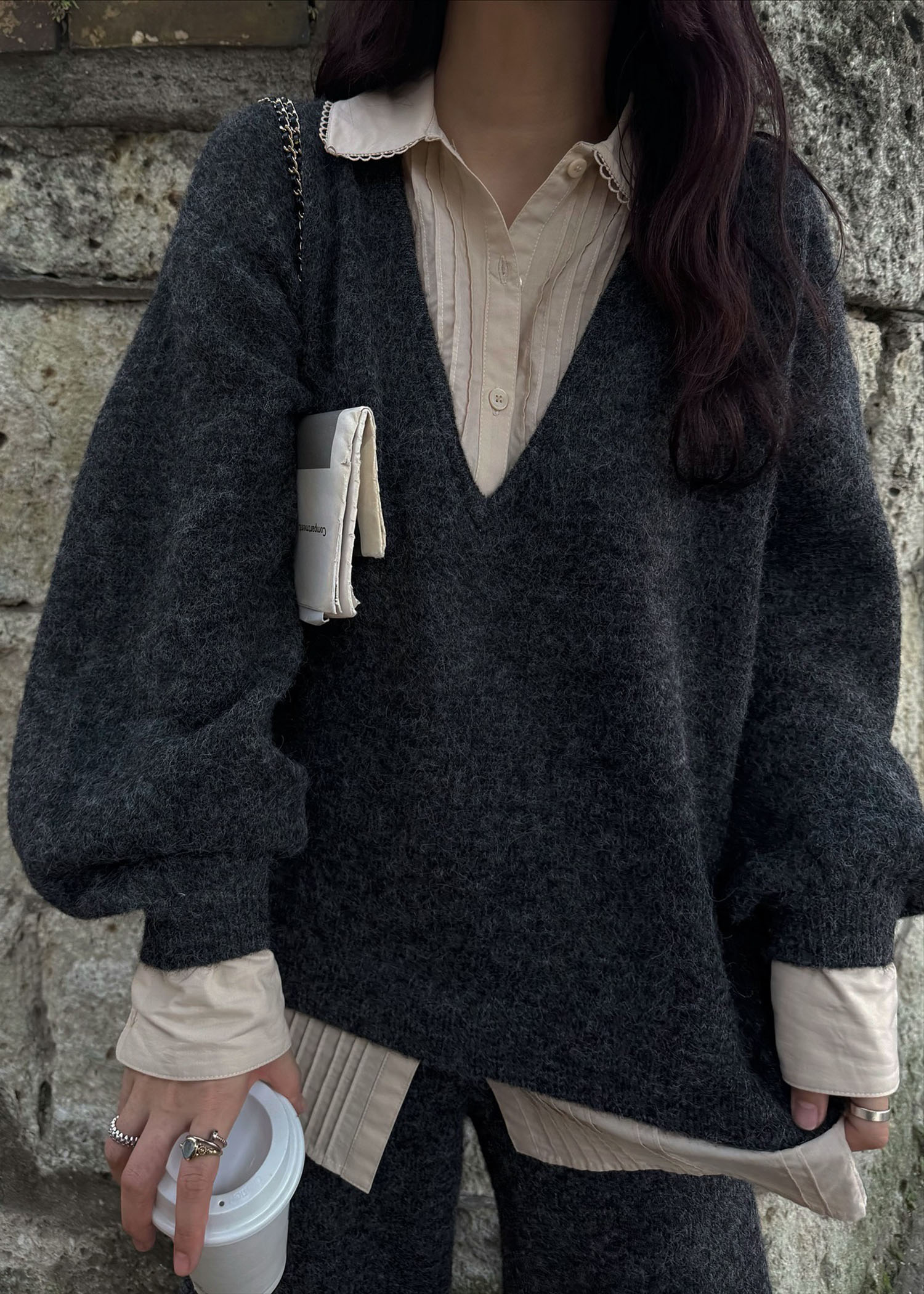 pin tuck shirt docking knit