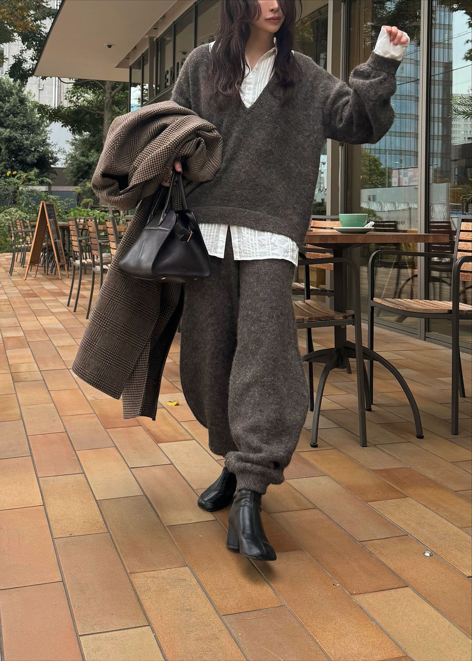 pin tuck shirt docking knit