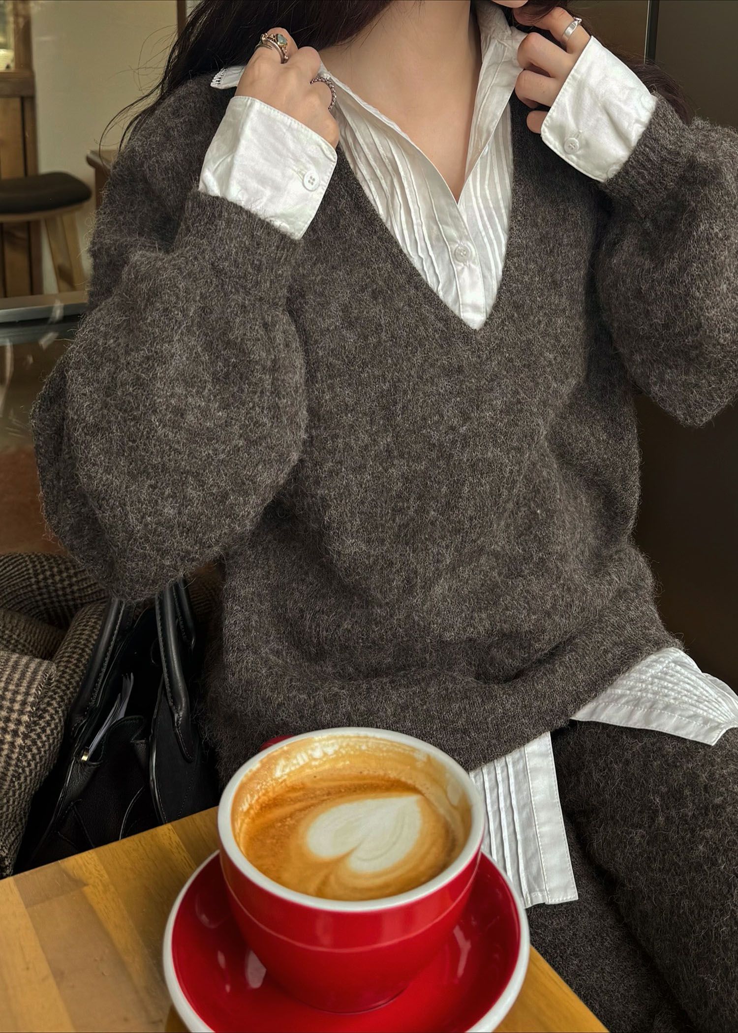 pin tuck shirt docking knit