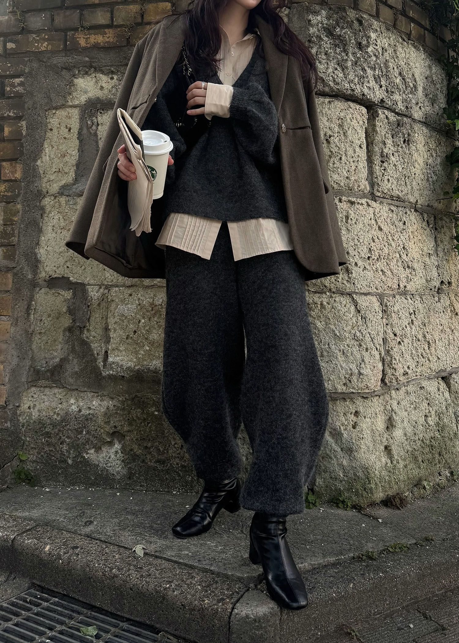 pin tuck shirt docking knit