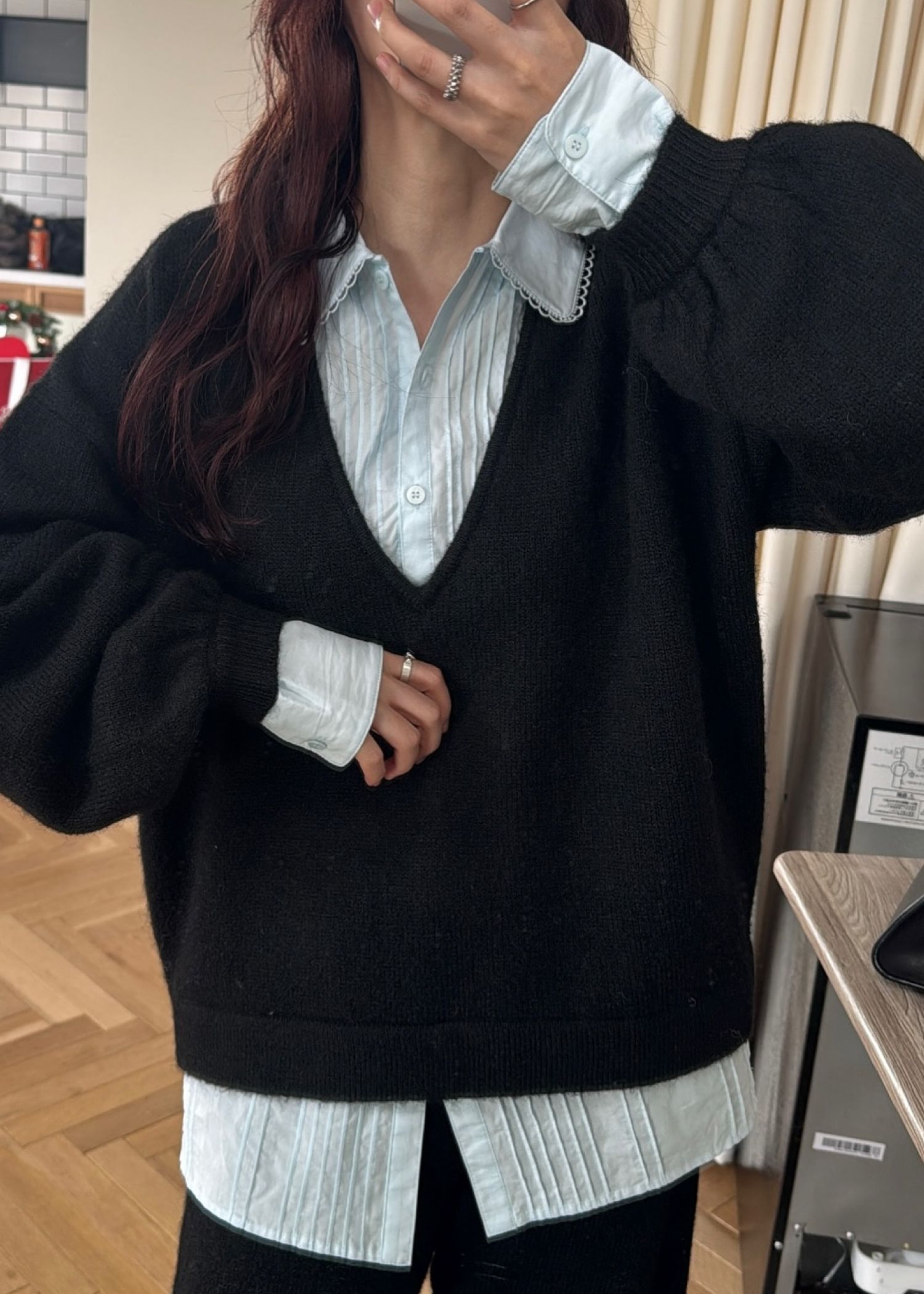 pin tuck shirt docking knit