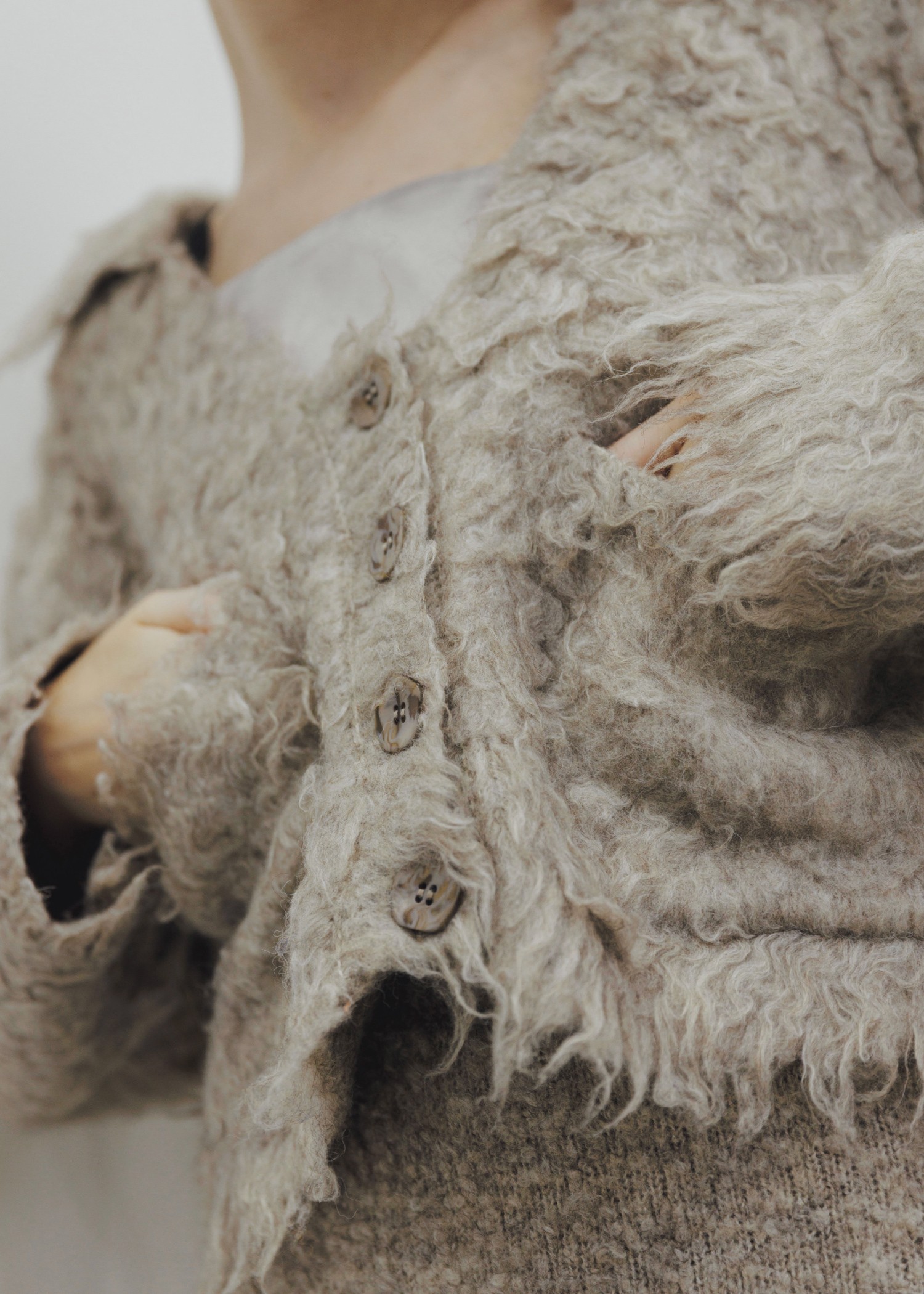 brushed lightly reversible knit cardigan