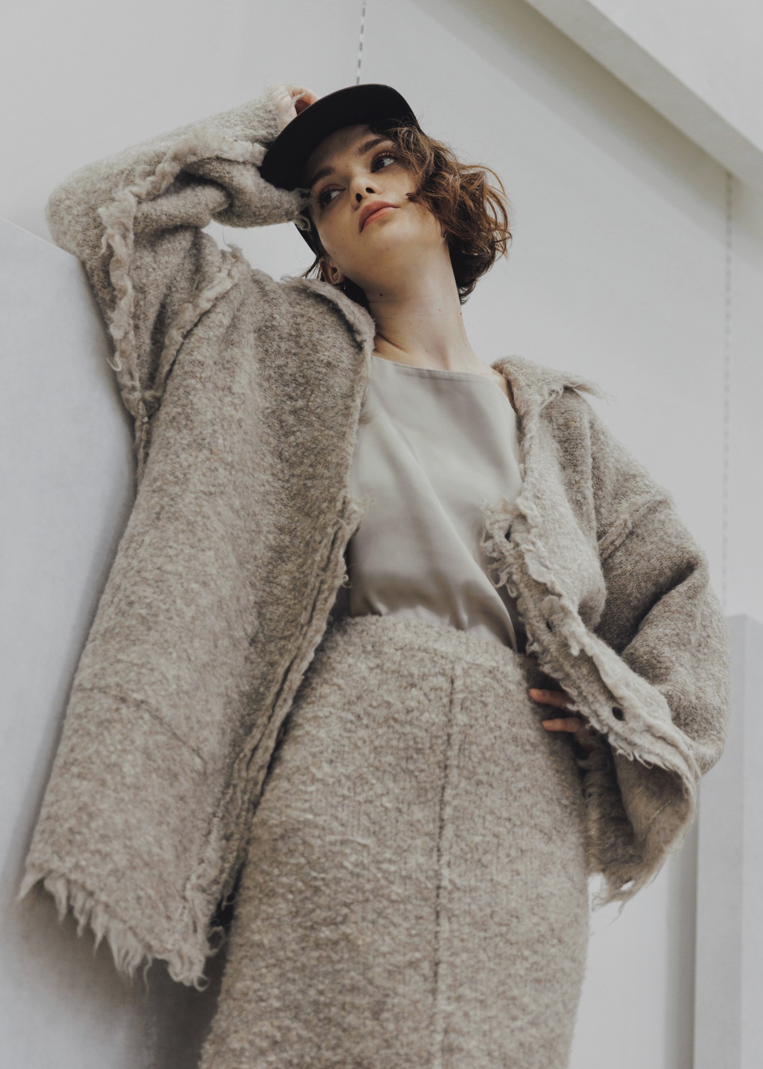 brushed lightly reversible knit cardigan