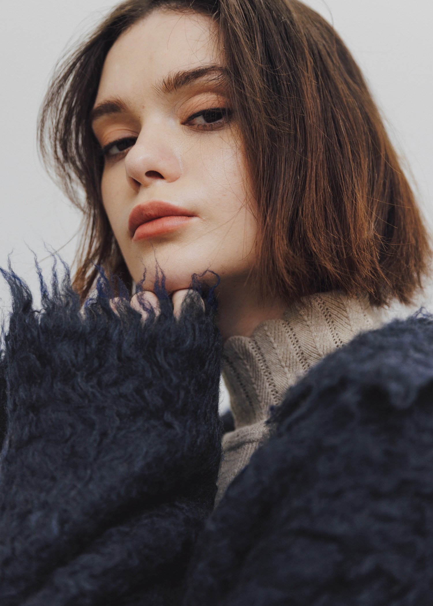 brushed lightly reversible knit cardigan