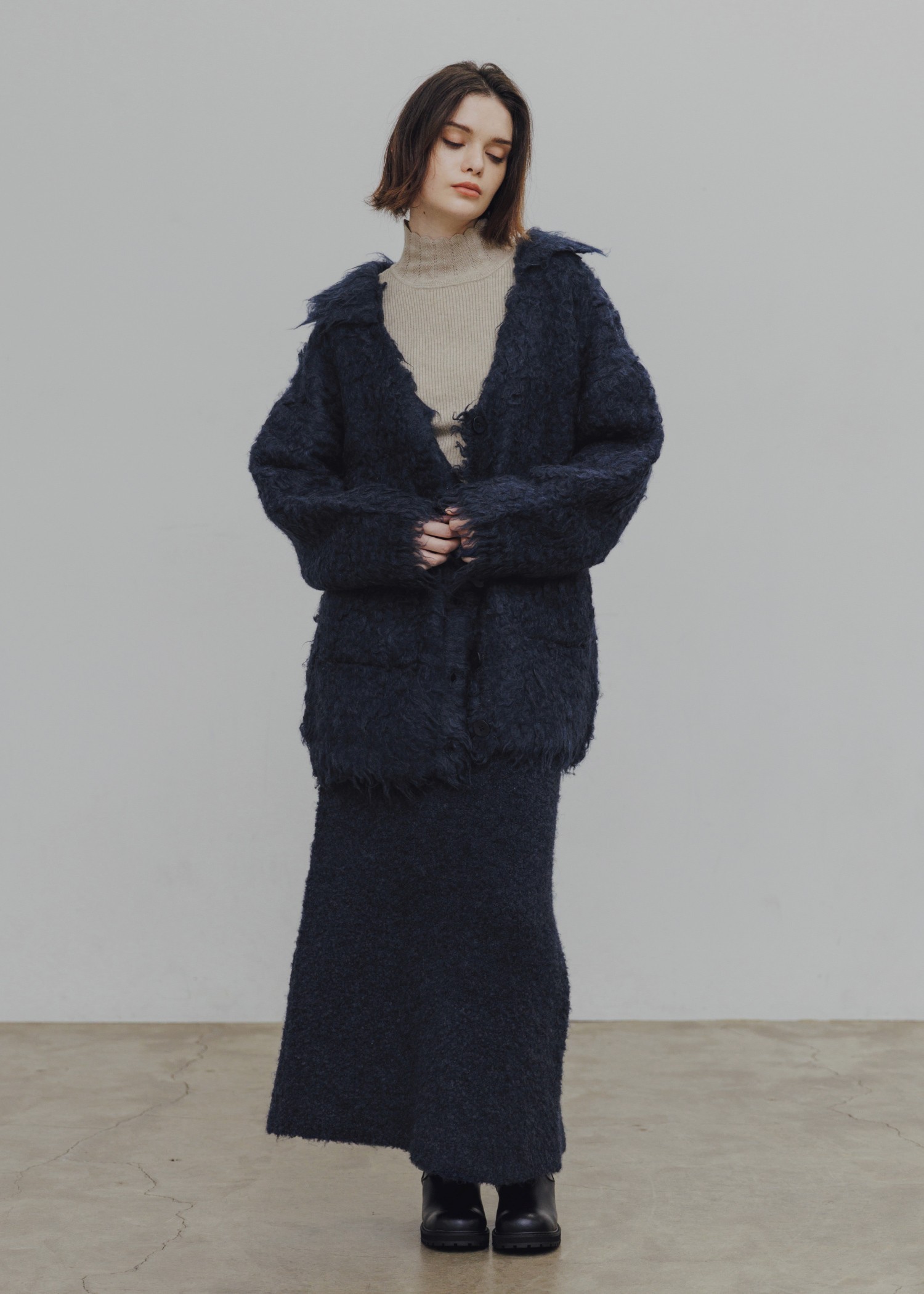 brushed lightly reversible knit cardigan